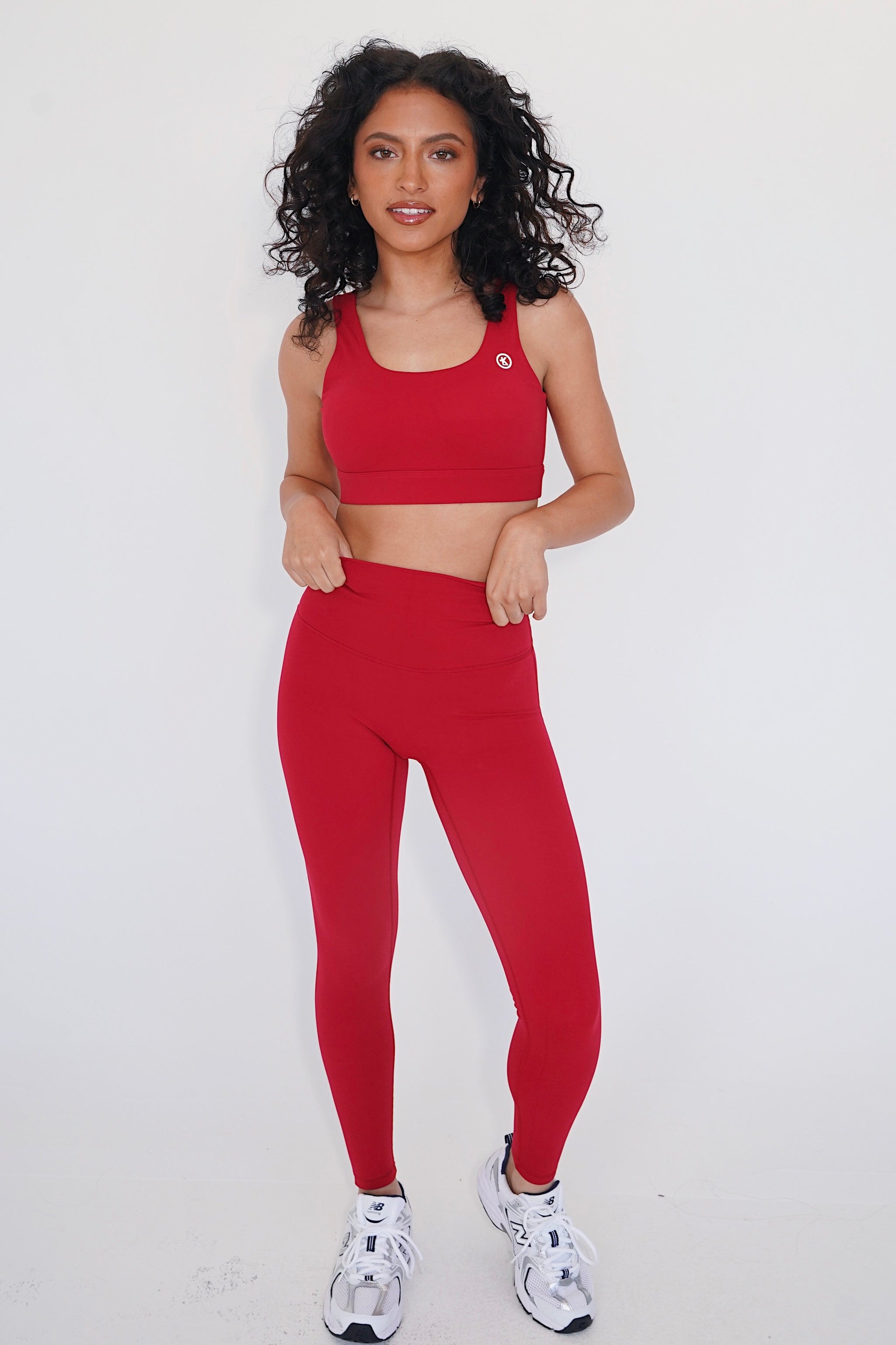 KIMITH BRAND I am Beautifully Radiant Quick Dry Red Sports Bra — lifestyle context