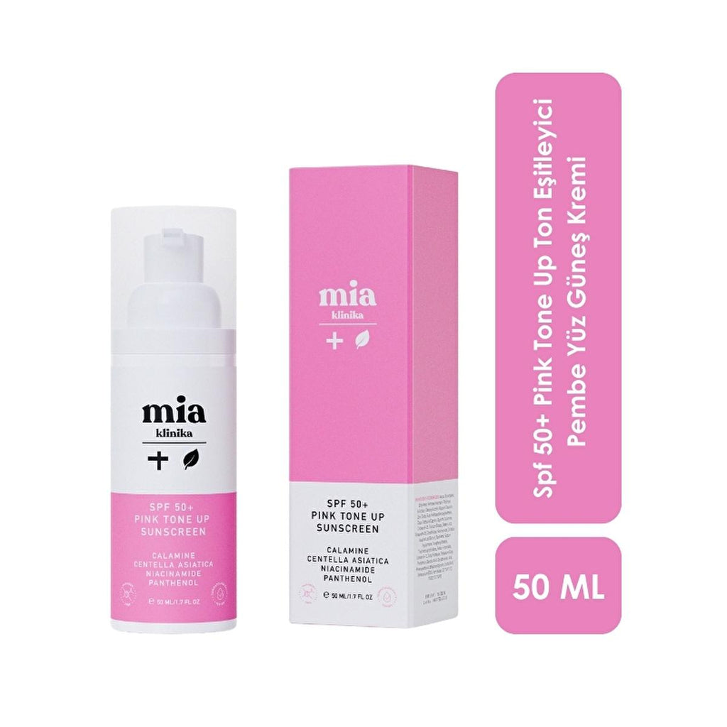 Mia Klinika SPF 50+ Pink Tone Up Sunscreen Cream - Moisturizing, Tone Evening, UV Protection