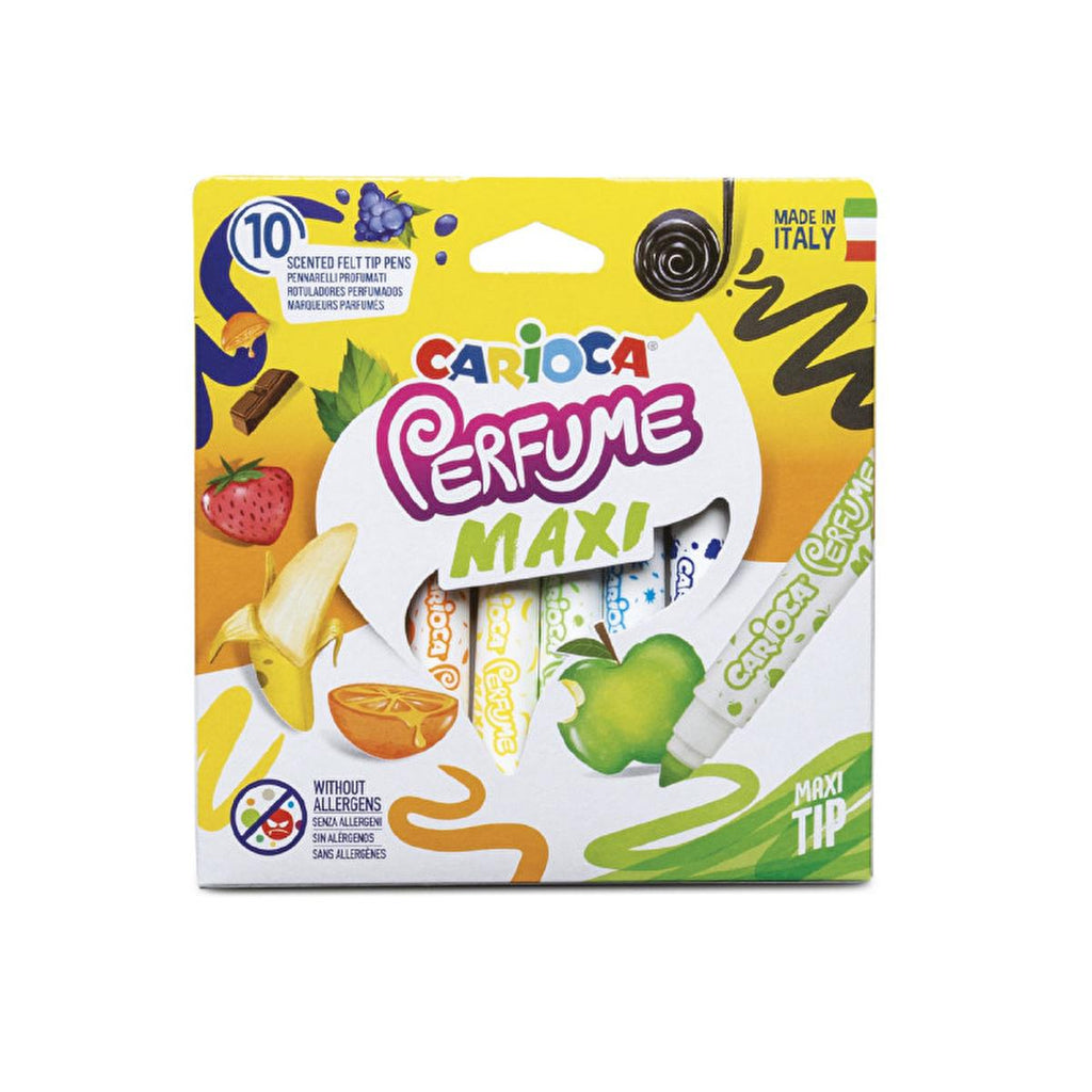 Carioca Scented Markers, 10-Pack Non-Toxic Art Supplies for Kids - Washable Fragranced Drawing Tools
