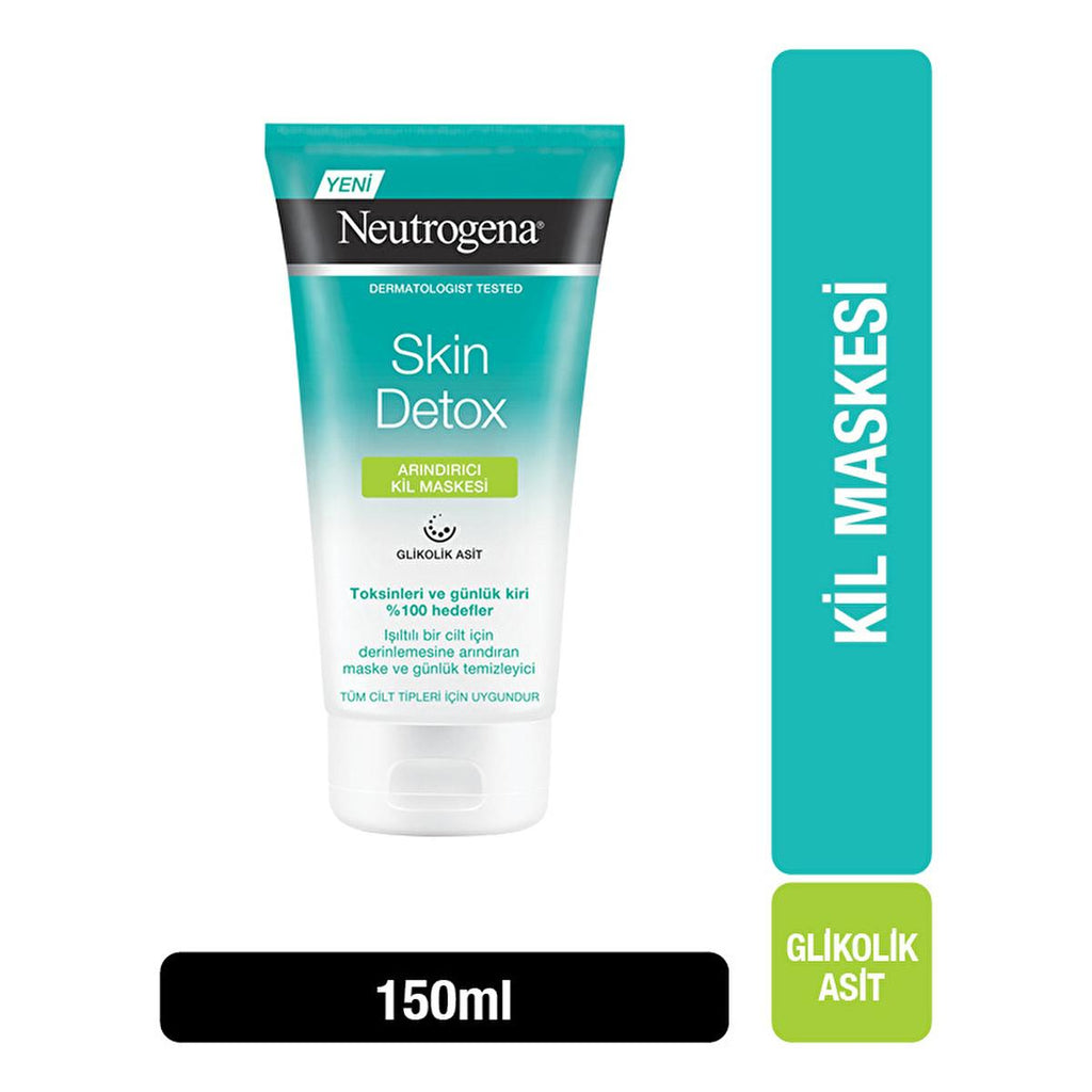 Neutrogena Skin Detox Clay Mask: Deep Pore Cleansing & Exfoliating Glycolic Acid Mask for Radiant Skin - 5.07 fl oz