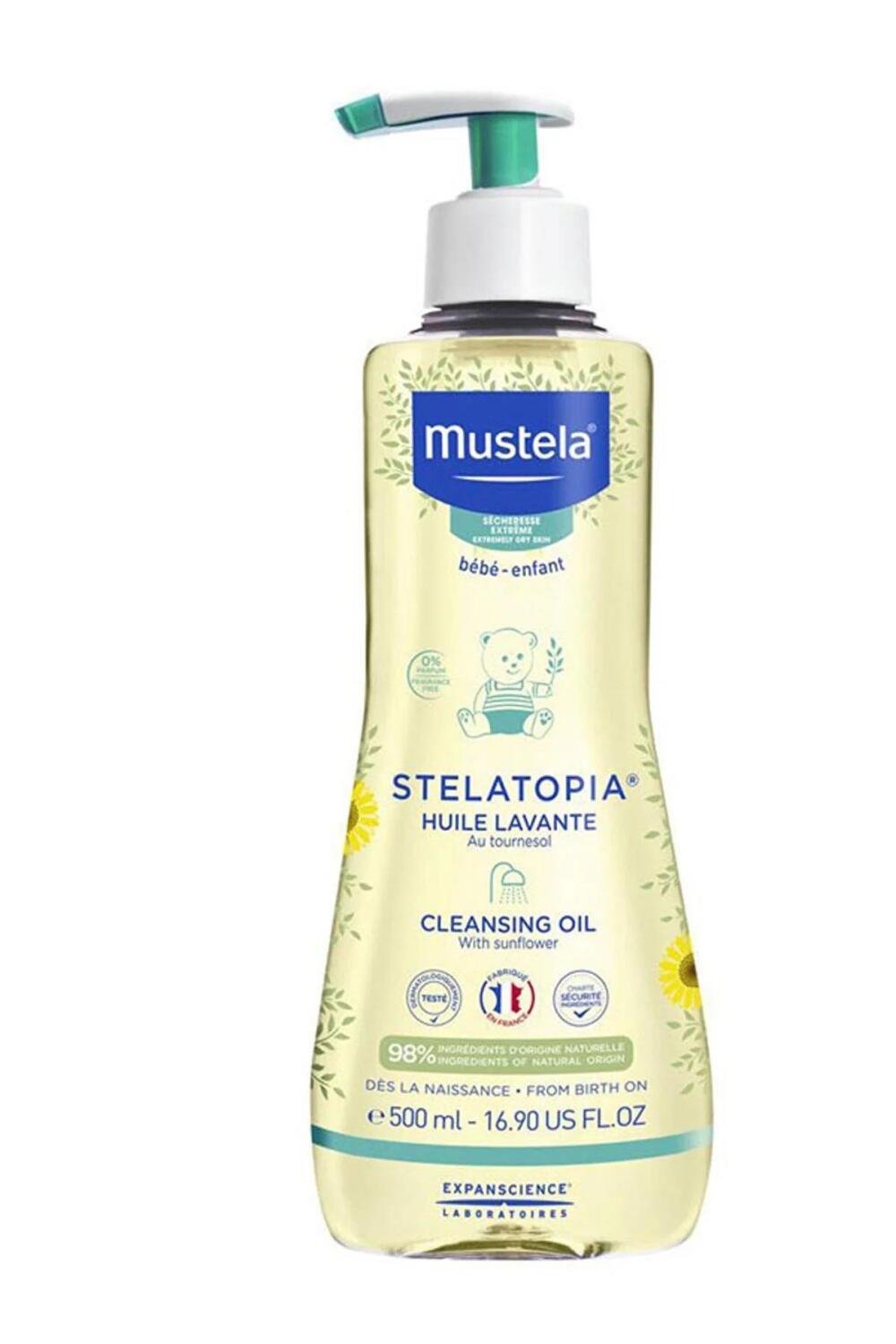 Mustela Stelatopia Cleansing Oil for Dry Skin - Natural, Vegan, Dermatologically Tested Baby Skincare