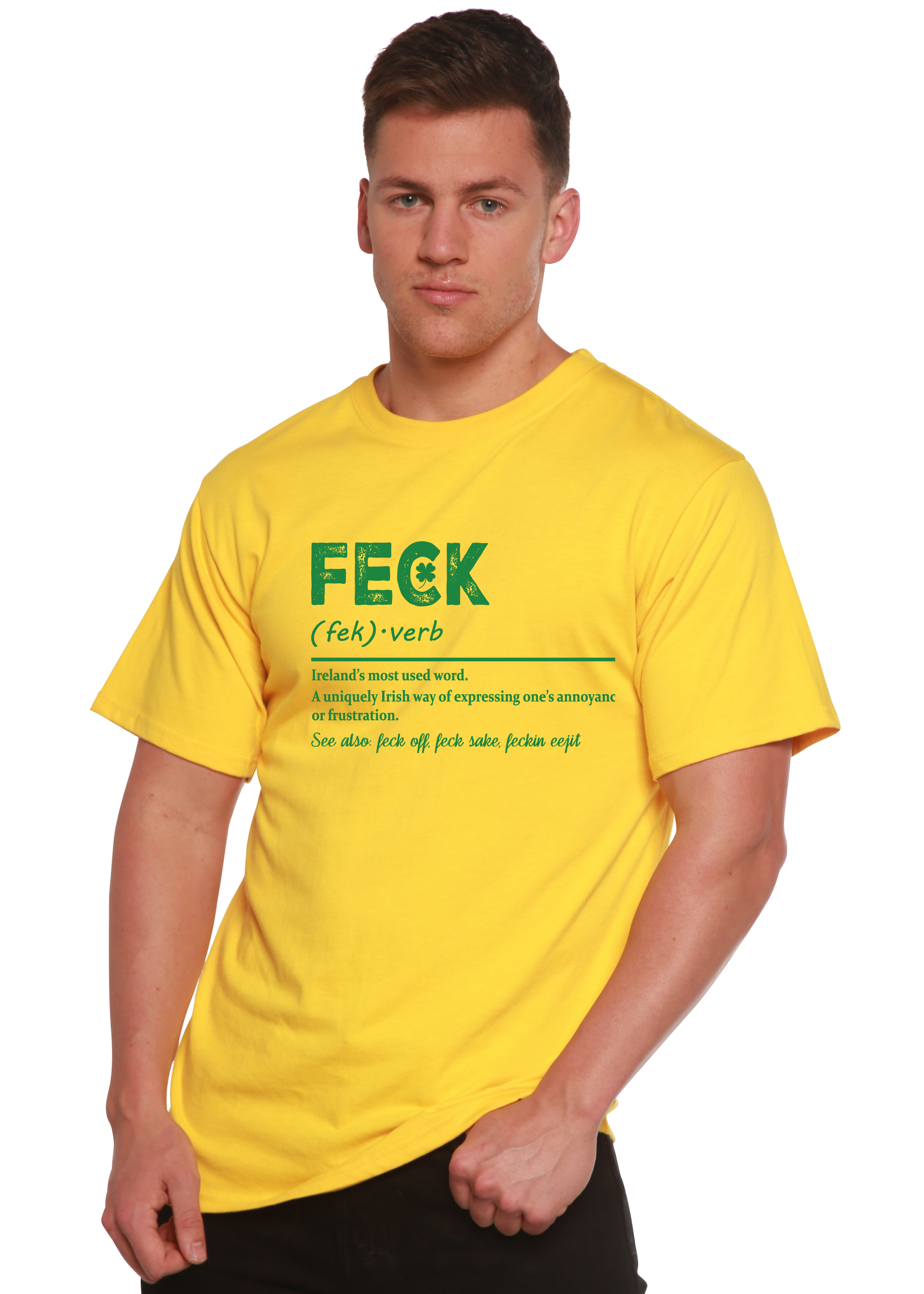Spun Bamboo Feck Irish St Patricks Day Unisex Bamboo/Cotton Graphic T-Shirt — back view