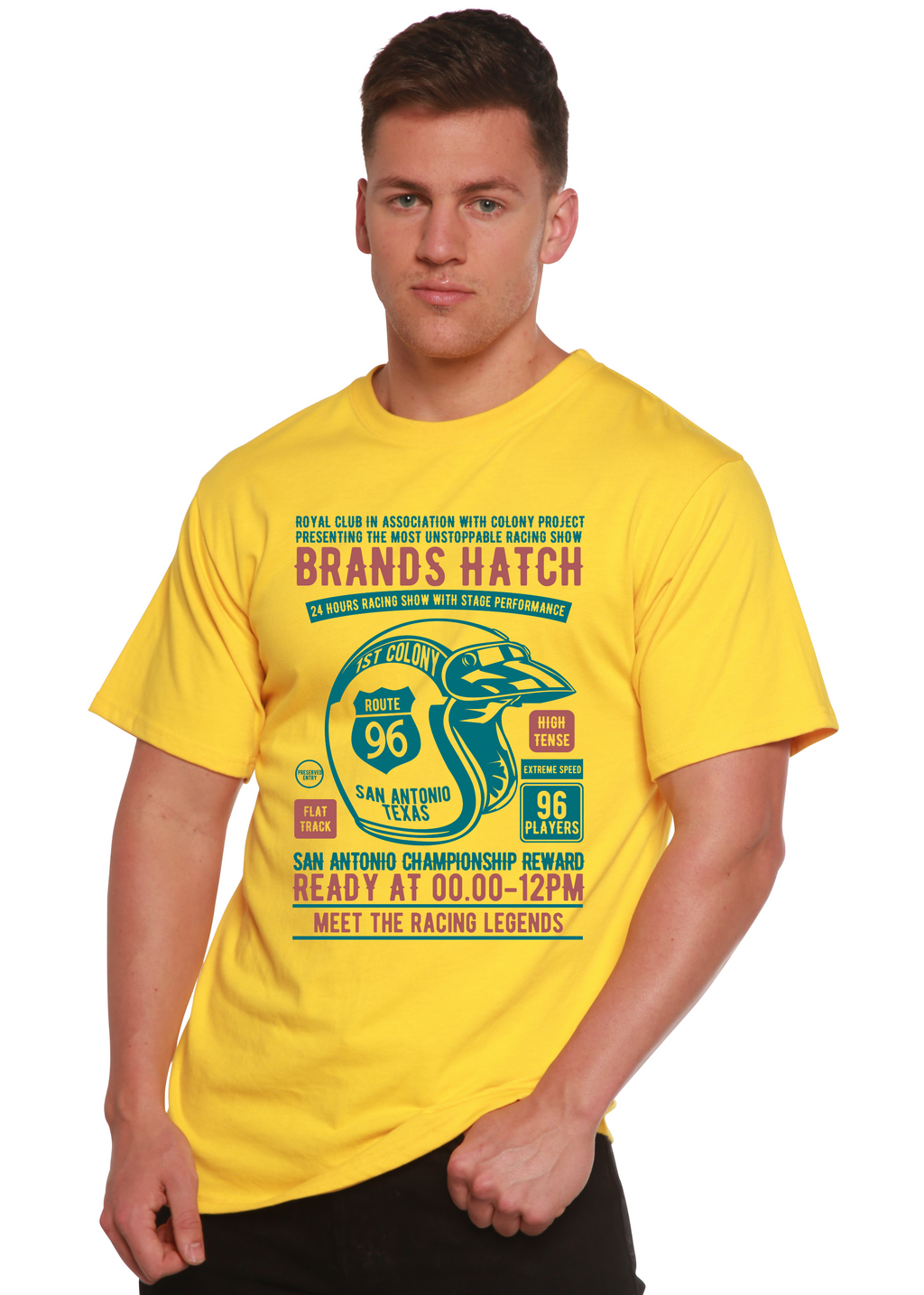 Spun Bamboo Brands Hatch Men's Bamboo Viscose/Organic Cotton Short Sleeve Graphic T-Shirt — color detail
