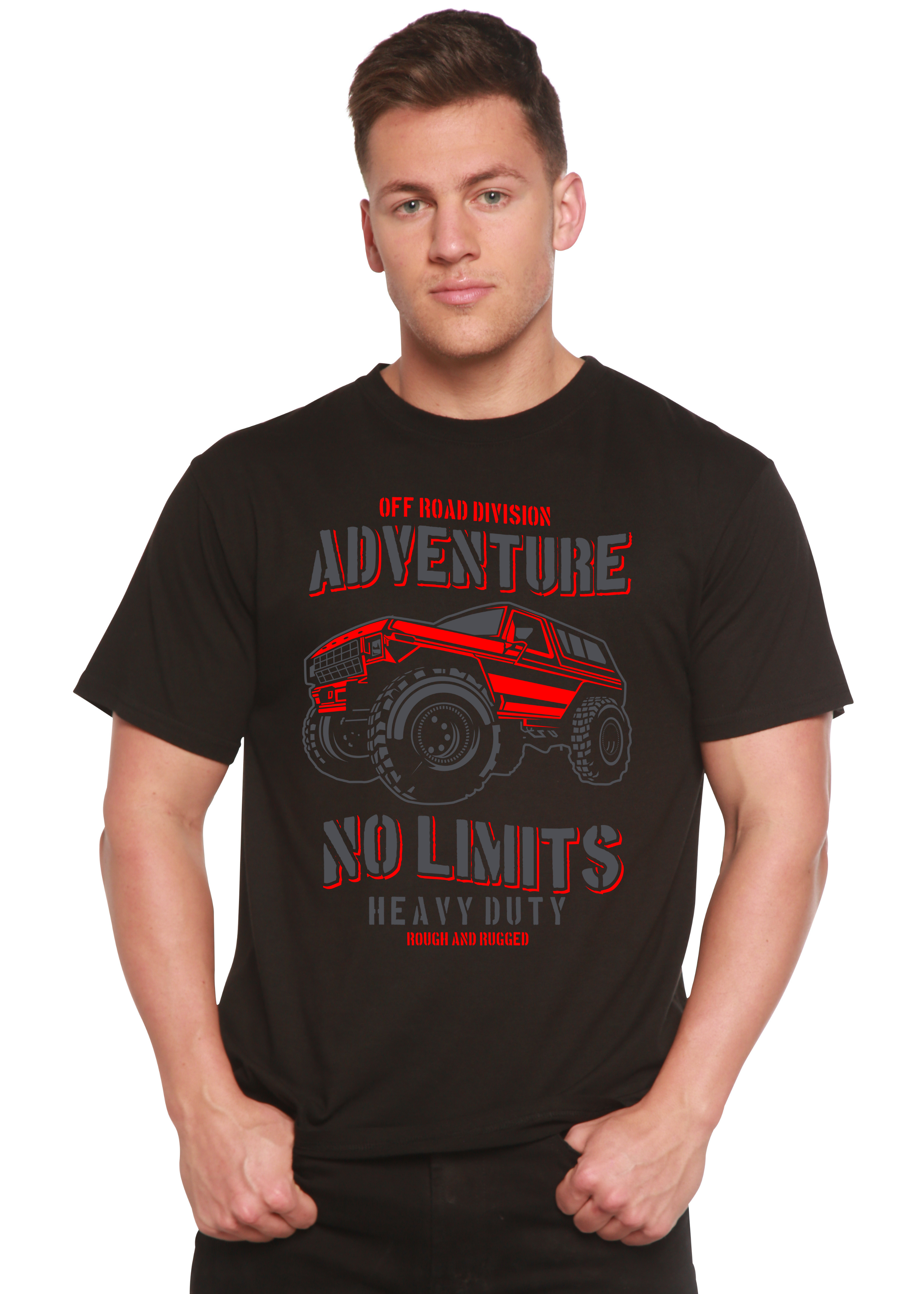 Spun Bamboo No Limits Spun Bamboo® Men's Bamboo Viscose/Organic Cotton Short Sleeve Graphic T-Shirt — detail close-up