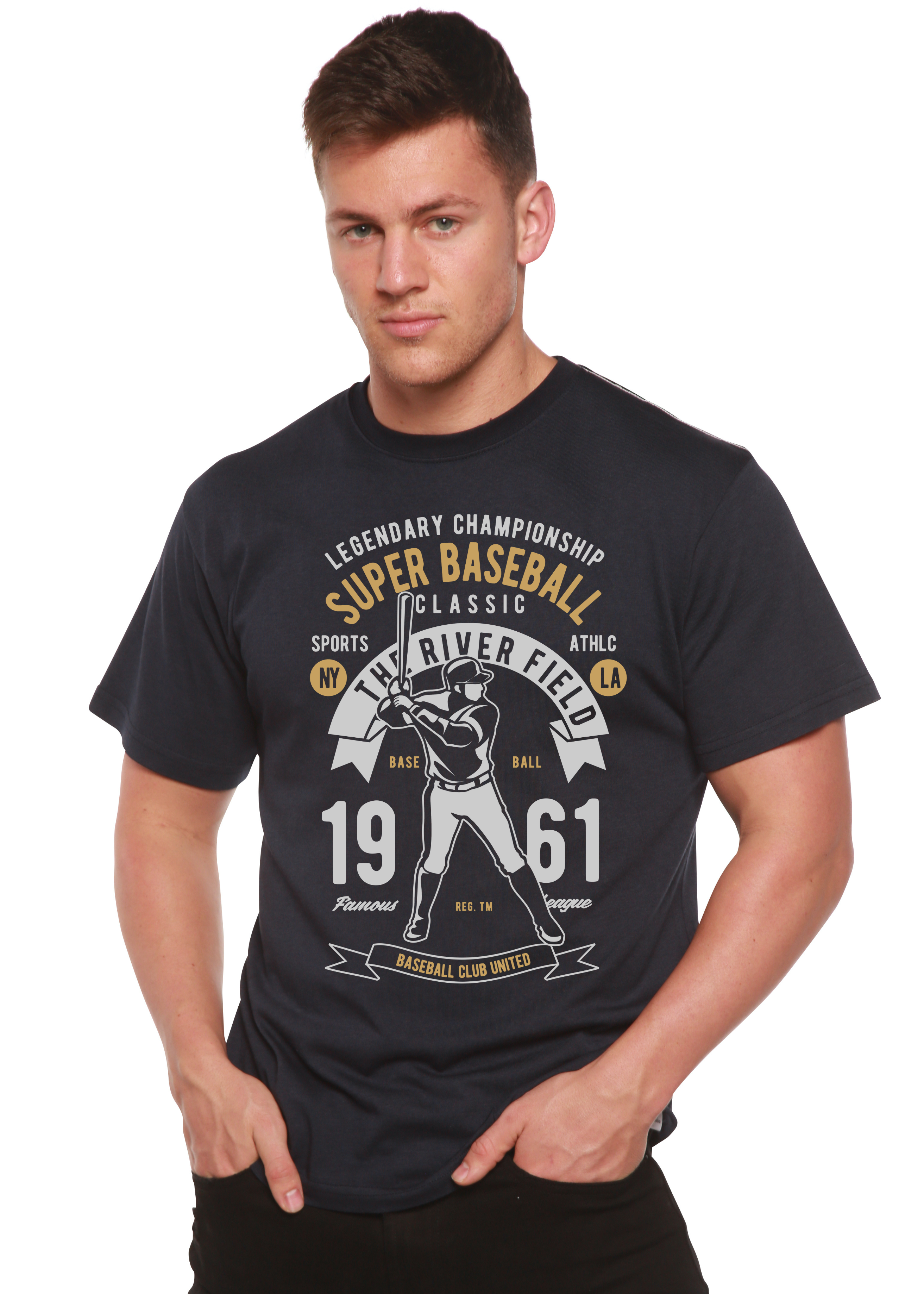 Spun Bamboo Super Baseball Spun Bamboo® Men's Bamboo Viscose/Organic Cotton Short Sleeve Graphic T-Shirt — detail close-up