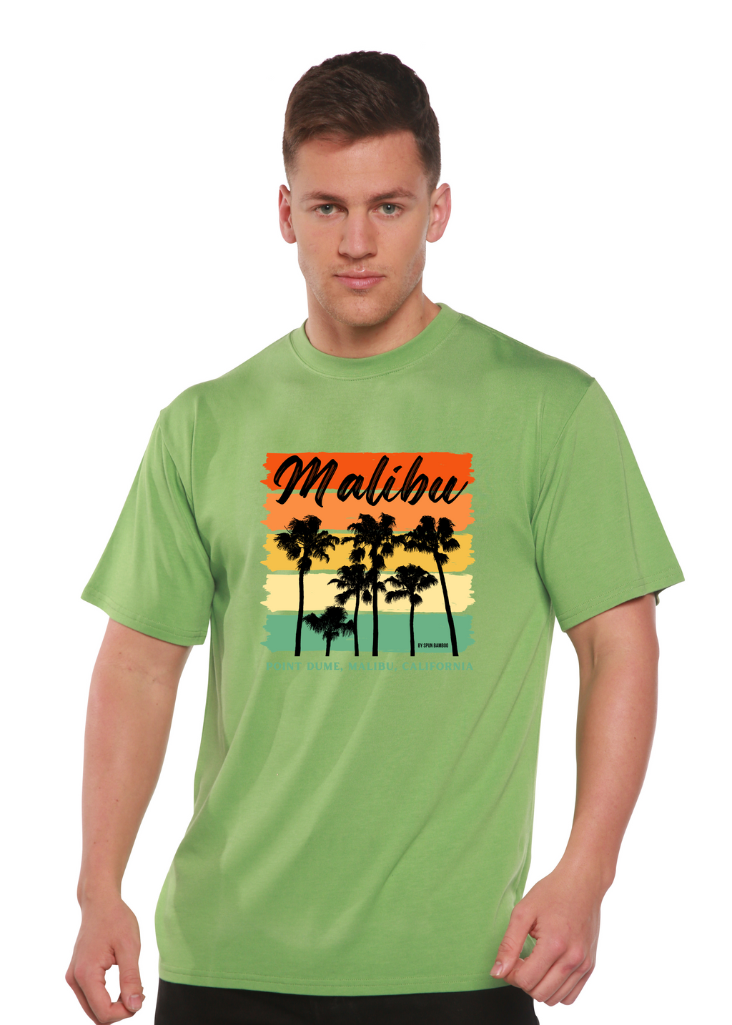 Spun Bamboo Malibu Unisex Bamboo Viscose/Organic Cotton Short Sleeve Graphic T-Shirt — fabric or material detail