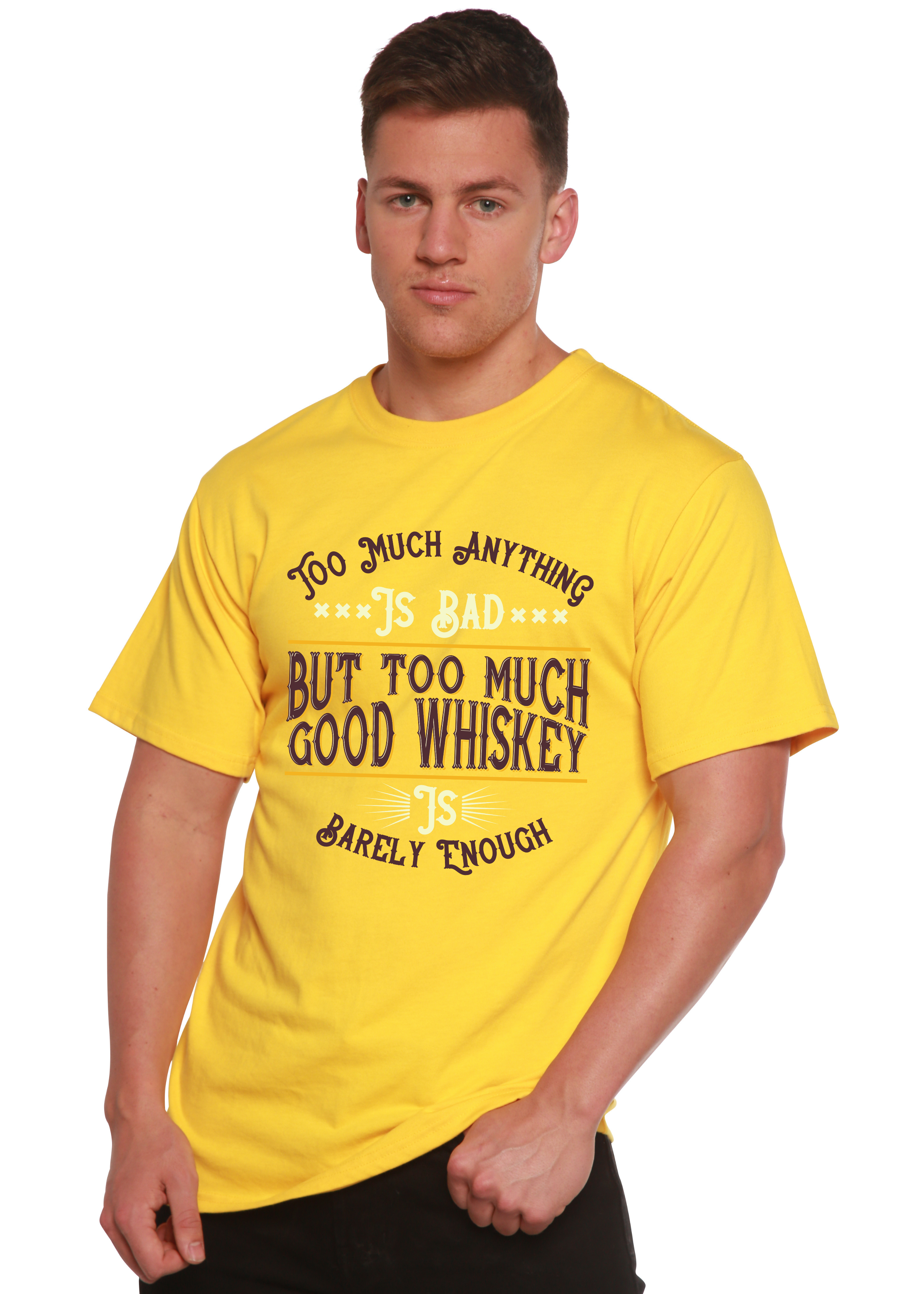 Spun Bamboo But Too Much Good Whiskey Men's Bamboo Viscose/Organic Cotton Short Sleeve Graphic T-Shirt — alternative angle