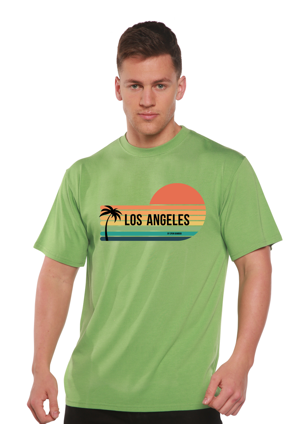 Spun Bamboo Los Angeles Spun Bamboo Unisex Bamboo Viscose/Organic Cotton Short Sleeve Graphic T-Shirt — fabric or material de