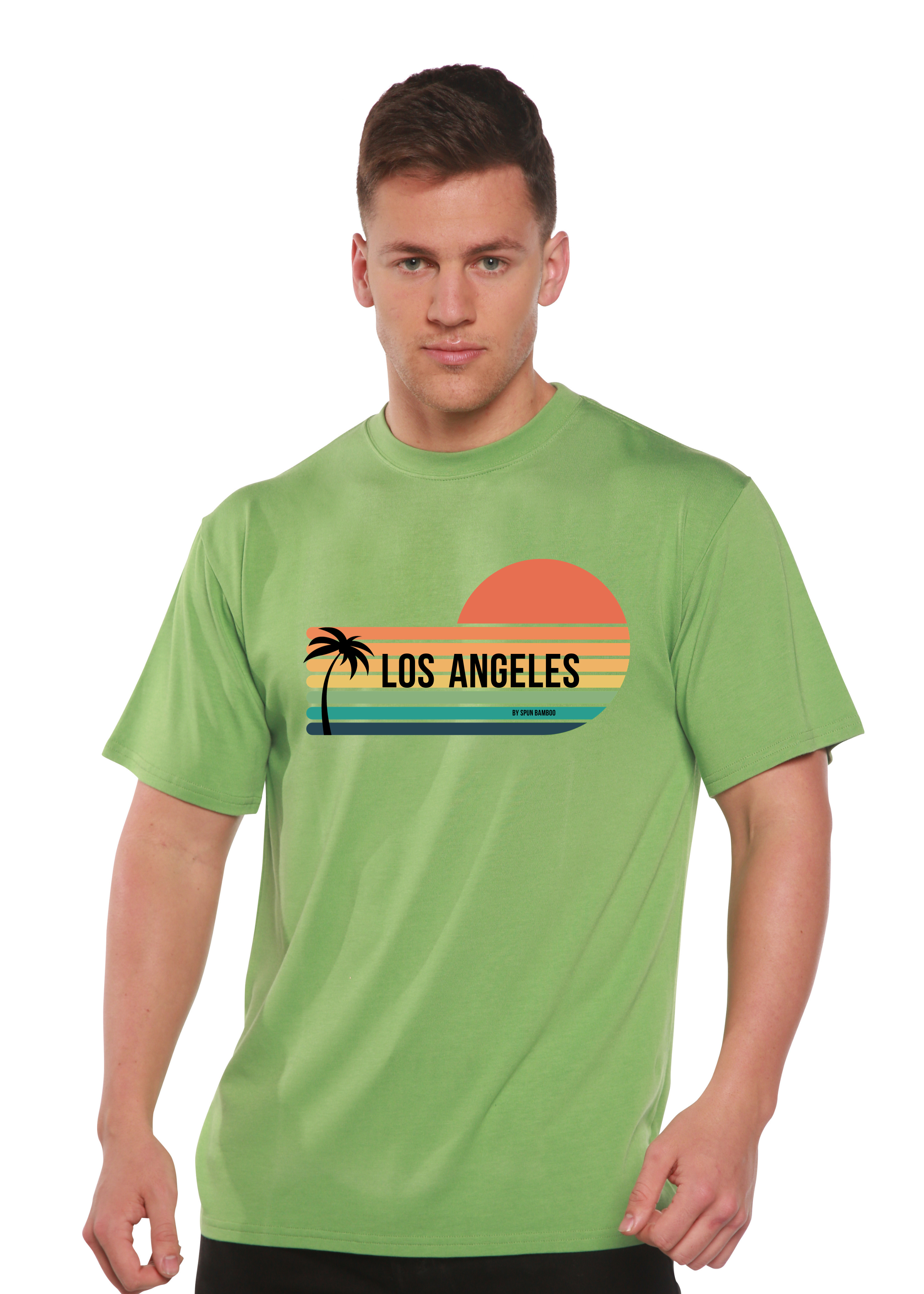 Spun Bamboo Los Angeles Spun Bamboo Unisex Bamboo Viscose/Organic Cotton Short Sleeve Graphic T-Shirt — fabric or material de