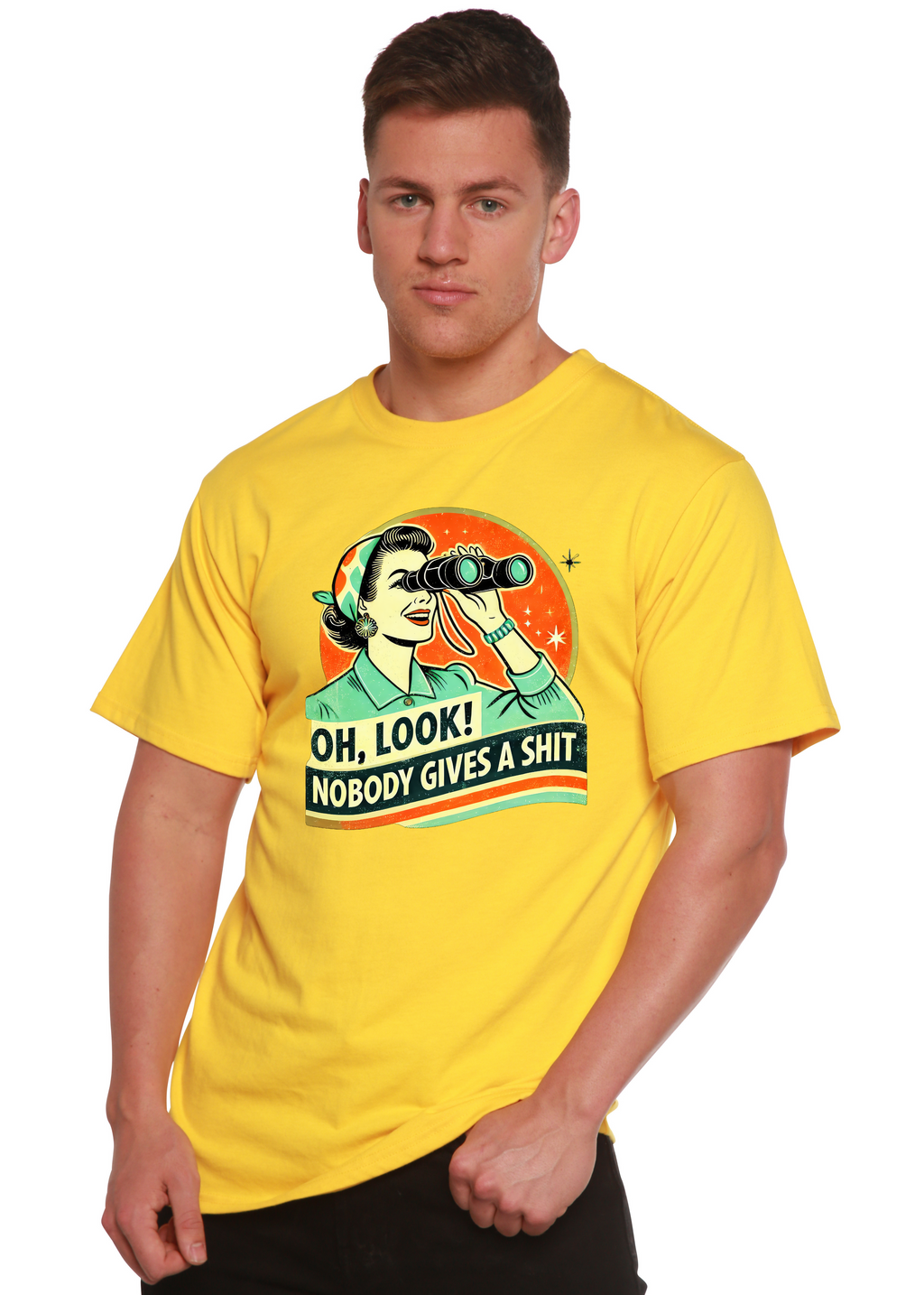Spun Bamboo Funny Retro Woman Unisex Bamboo/Cotton Graphic T-Shirt — packaging