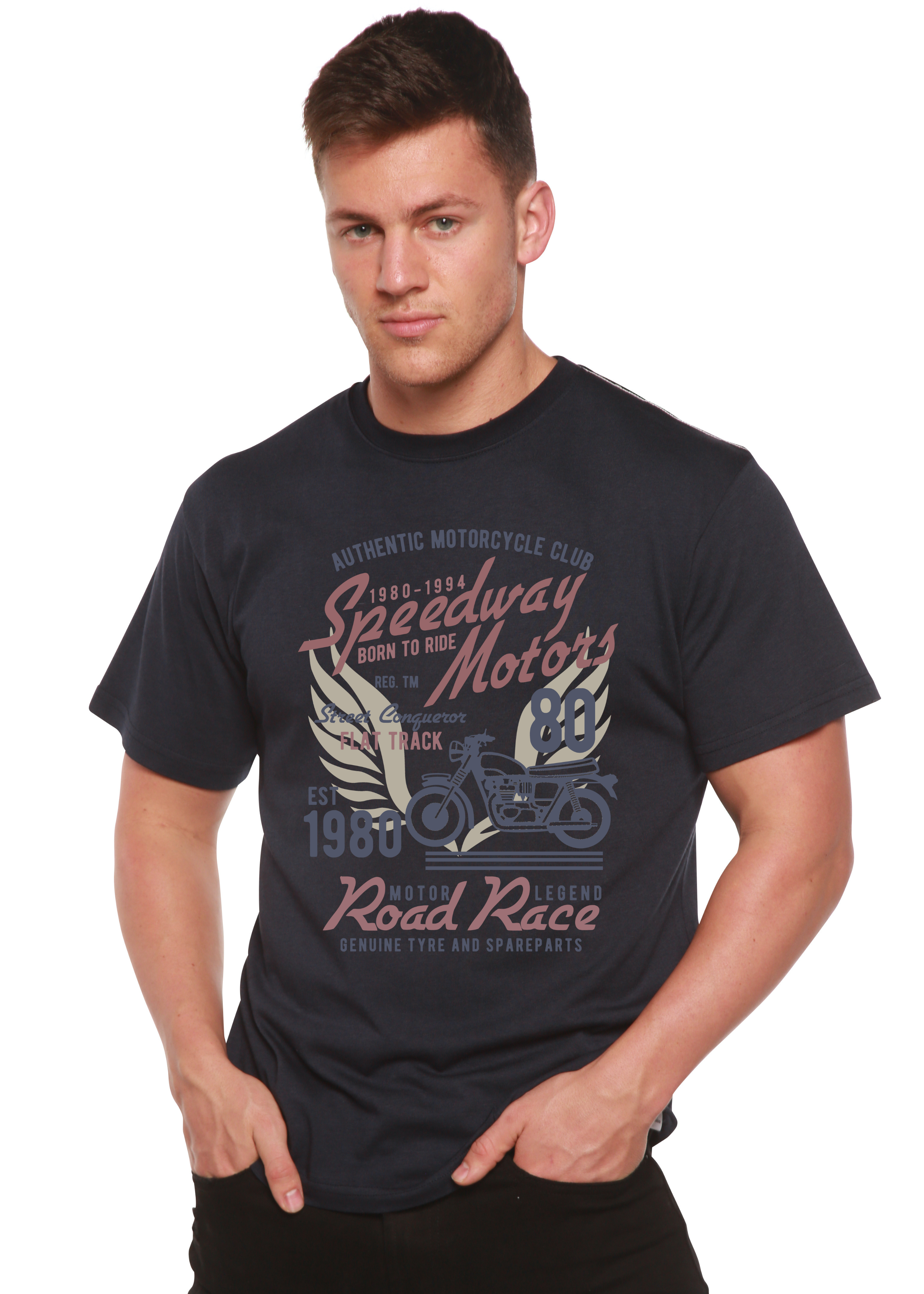 Spun Bamboo Speedway Motor Spun Bamboo® Men's Bamboo Viscose/Organic Cotton Short Sleeve Graphic T-Shirt — alternative angle