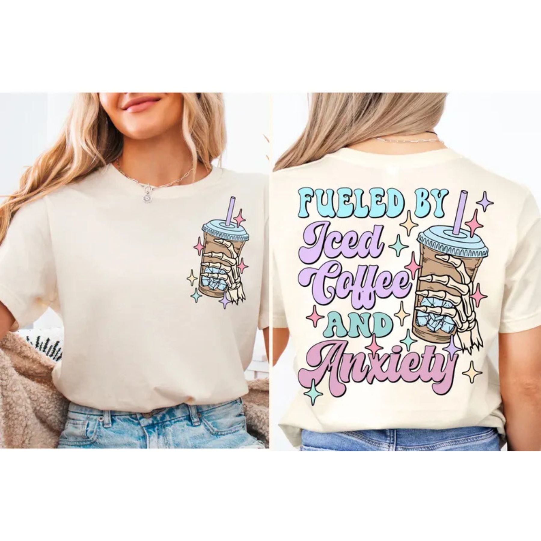 Pasimax "Iced Coffee" Self-Care T-Shirt — in-use photo
