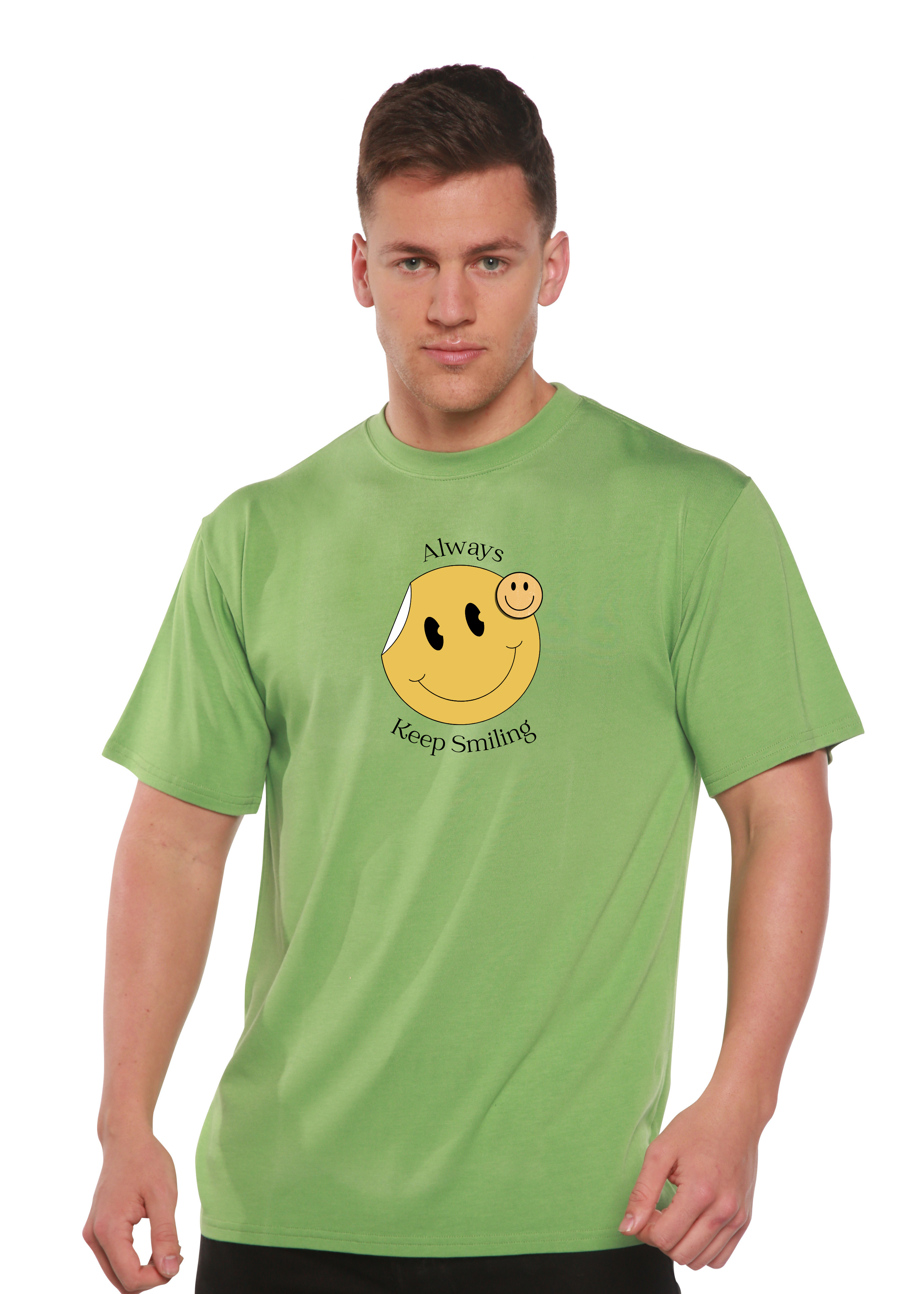 Spun Bamboo Always Keep Smiling Men's Bamboo Viscose/Organic Cotton Short Sleeve Graphic T-Shirt — side view