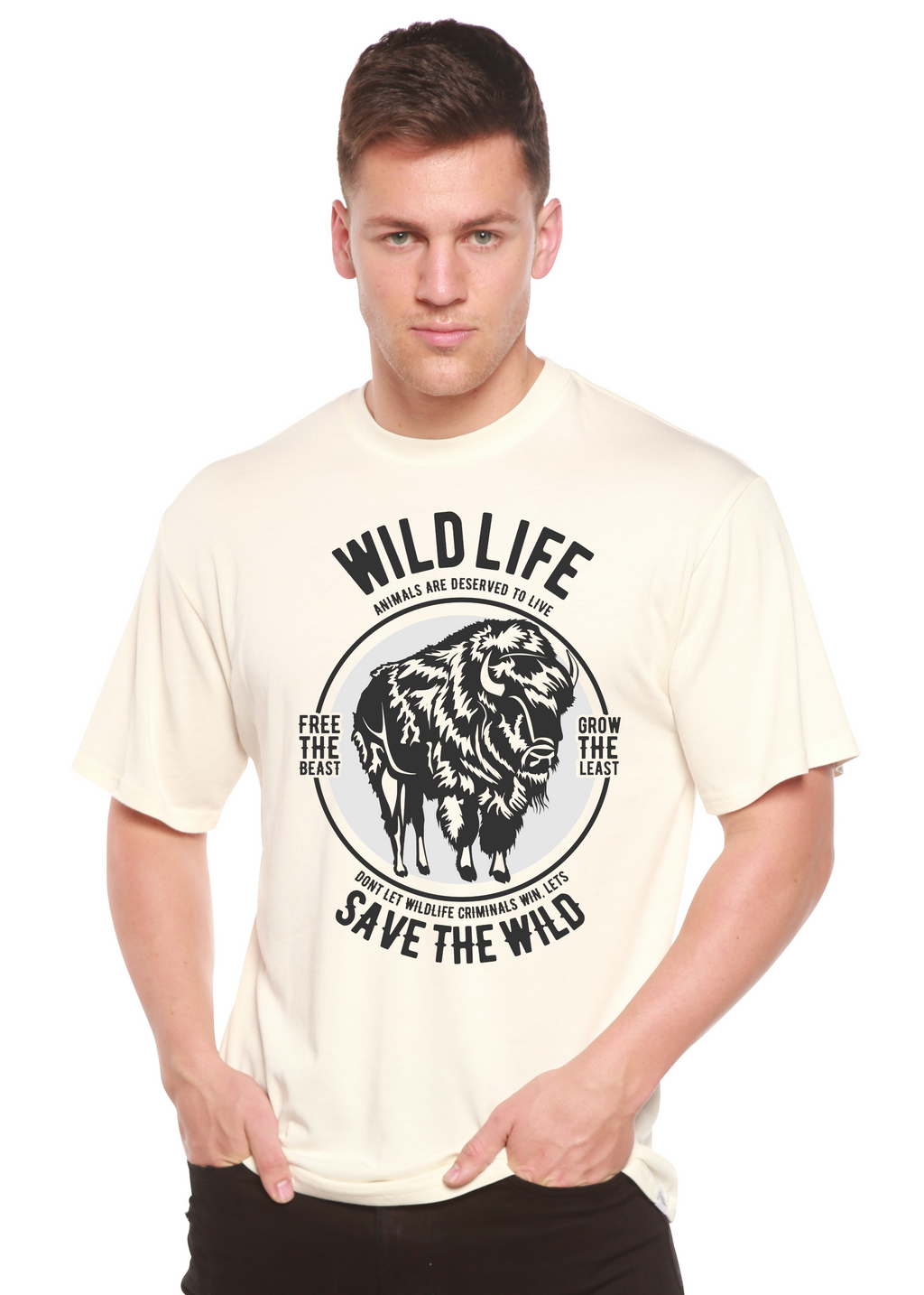 Spun Bamboo Wild Life Spun Bamboo® Men's Bamboo Viscose/Organic Cotton Short Sleeve Graphic T-Shirt — main product shot