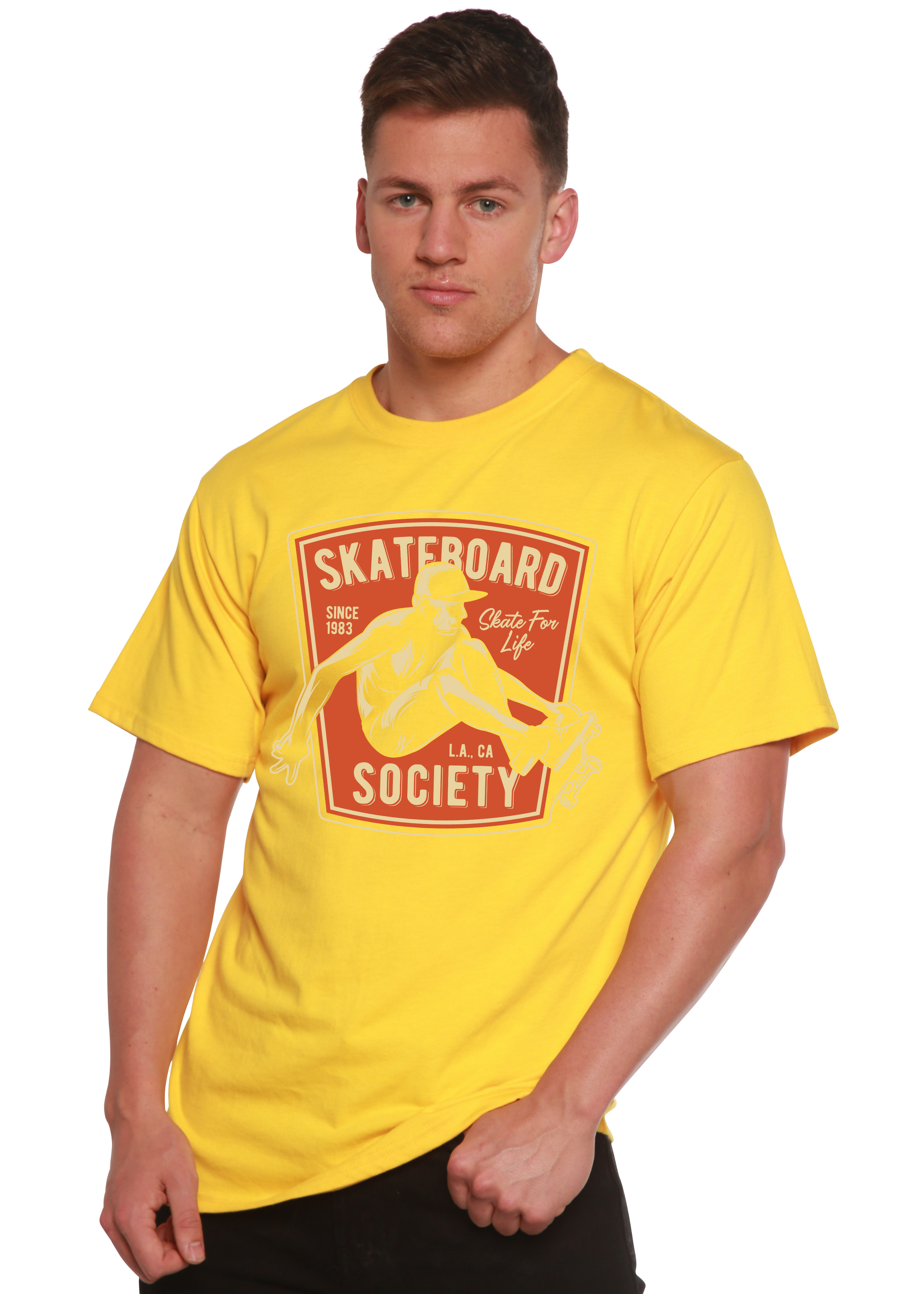 Spun Bamboo Skateboard Society Men's Bamboo Viscose/Organic Cotton Short Sleeve Graphic T-Shirt — color detail
