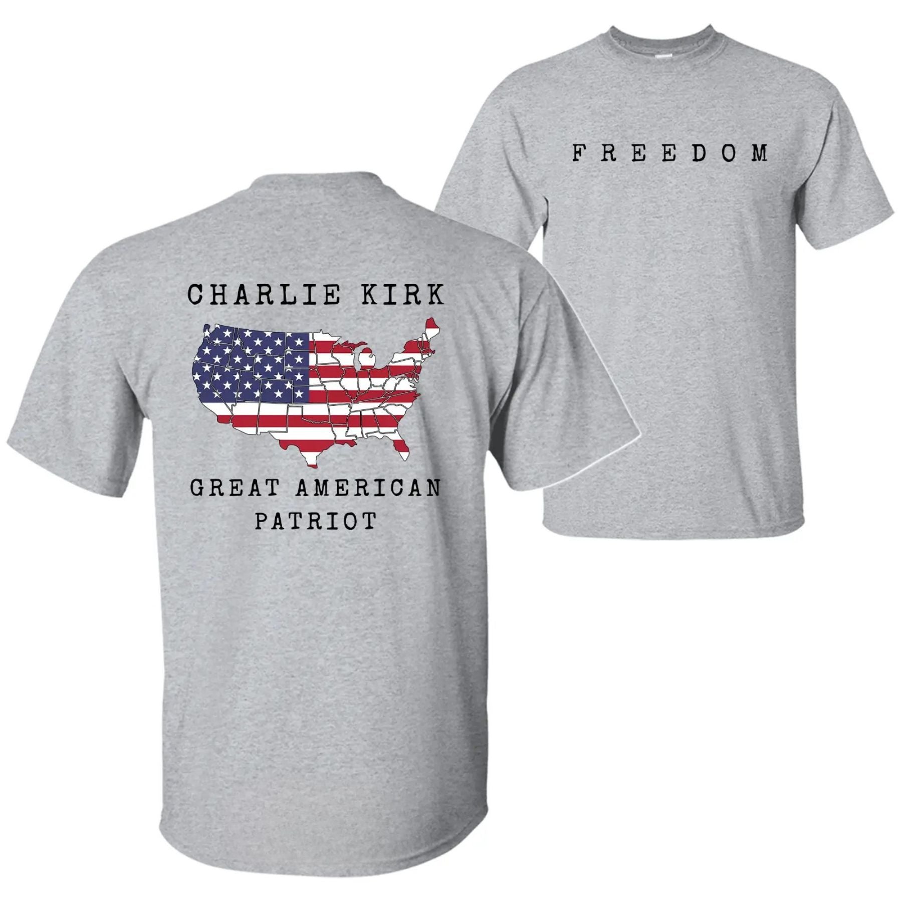 Pasimax Charlie Kirk "Freedom & True Patriot" T-Shirt — in-use photo