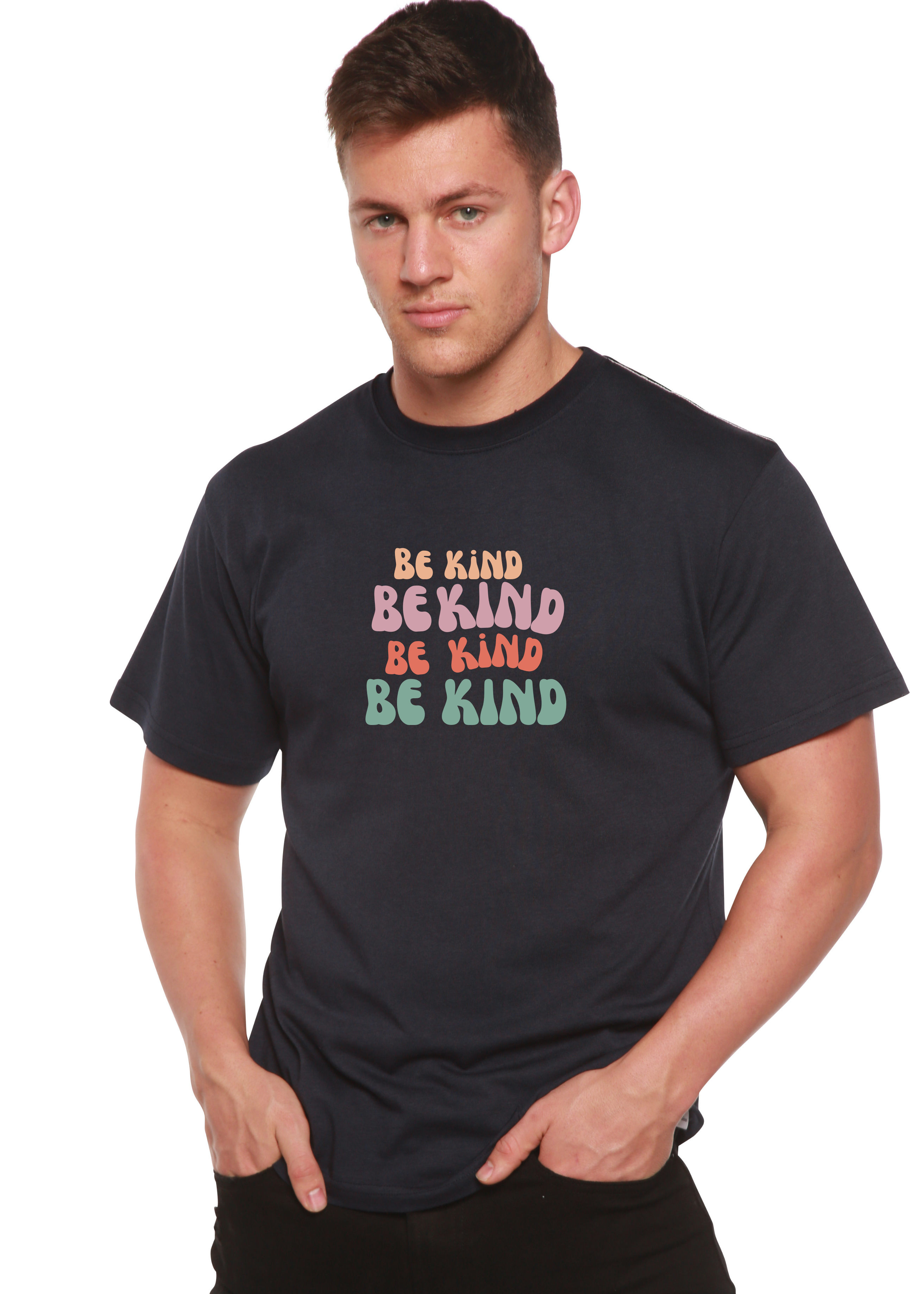Spun Bamboo Be Kind Men's Bamboo Viscose/Organic Cotton Short Sleeve Graphic T-Shirt — side view