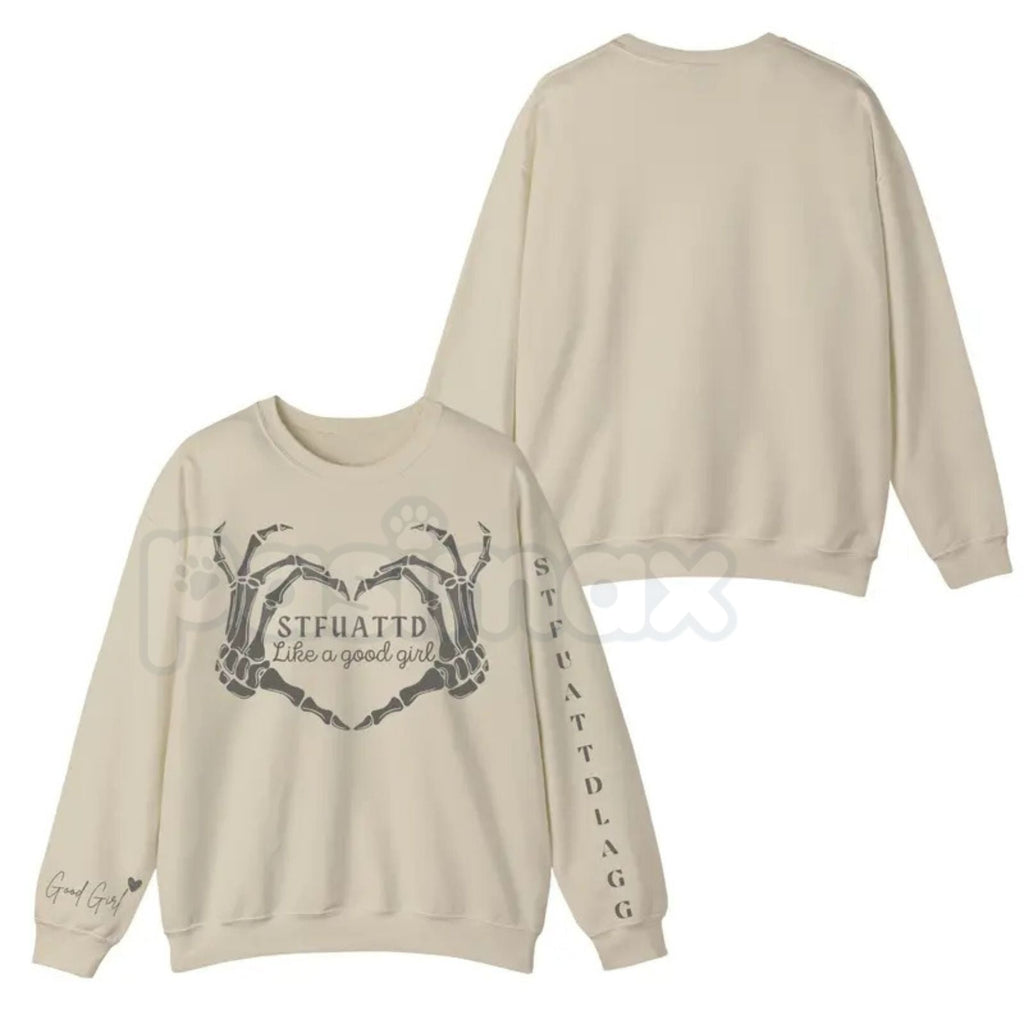 Pasimax STFUATTDLAGG Gothic Sweatshirt | Dark Romance Trope Jumper | Like A Good Girl Bookish Aesthetic Crewneck | Smutty Boo