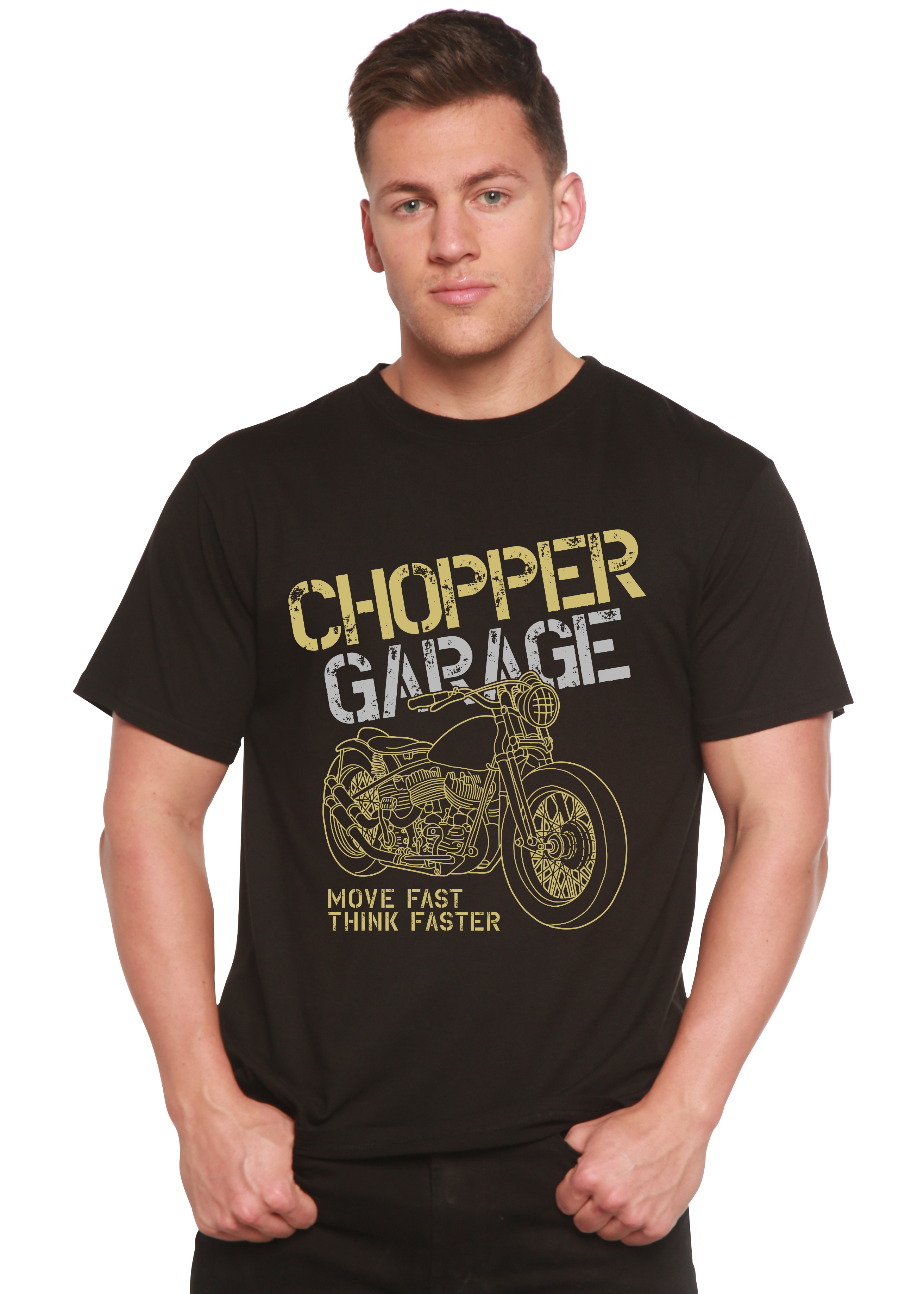 Spun Bamboo Chopper Garage Men's Bamboo Viscose/Organic Cotton Short Sleeve Graphic T-Shirt — main product shot