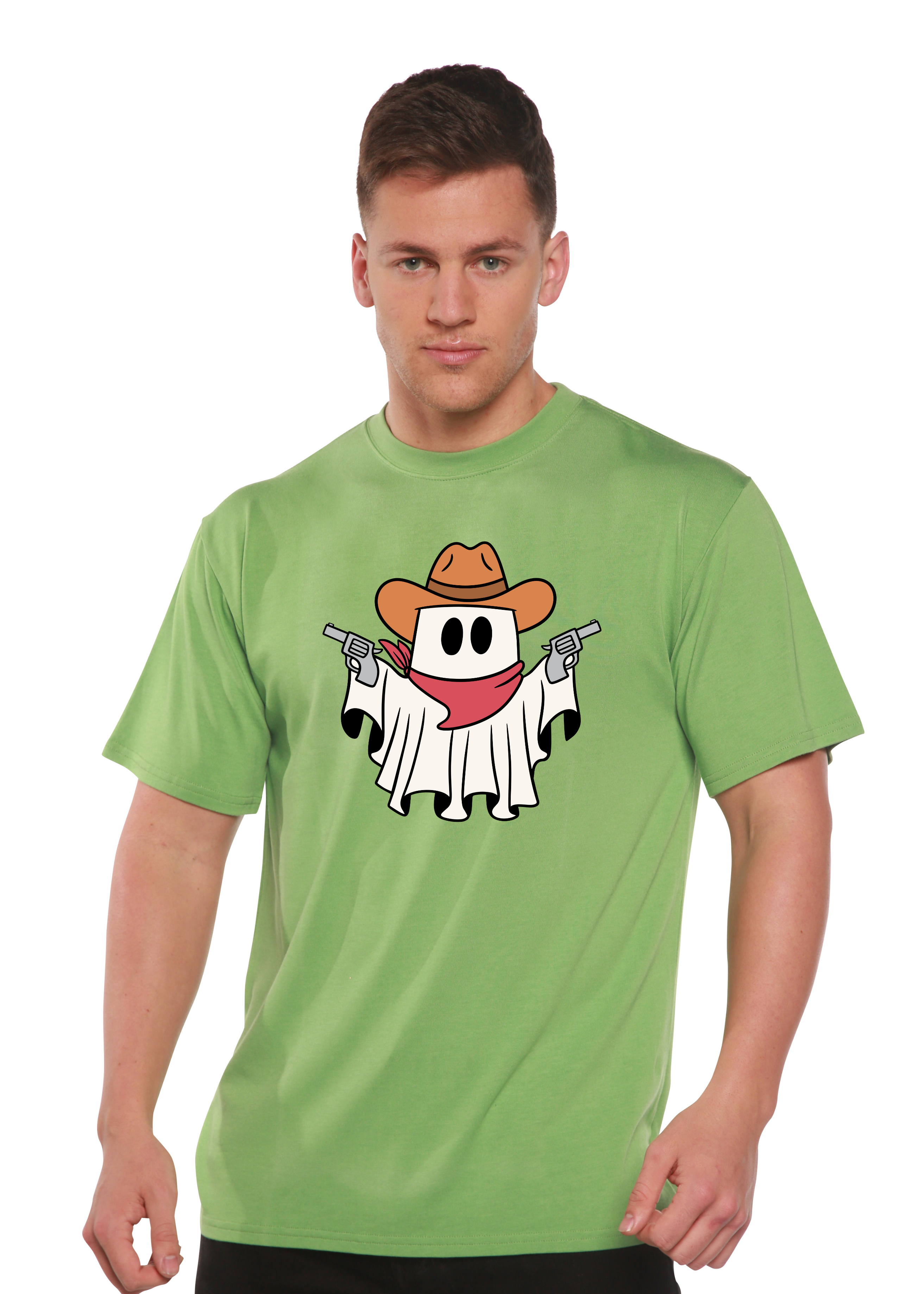 Spun Bamboo Cowboy Ghost Unisex Bamboo Viscose/Organic Cotton Short Sleeve Graphic T-Shirt — feature highlight