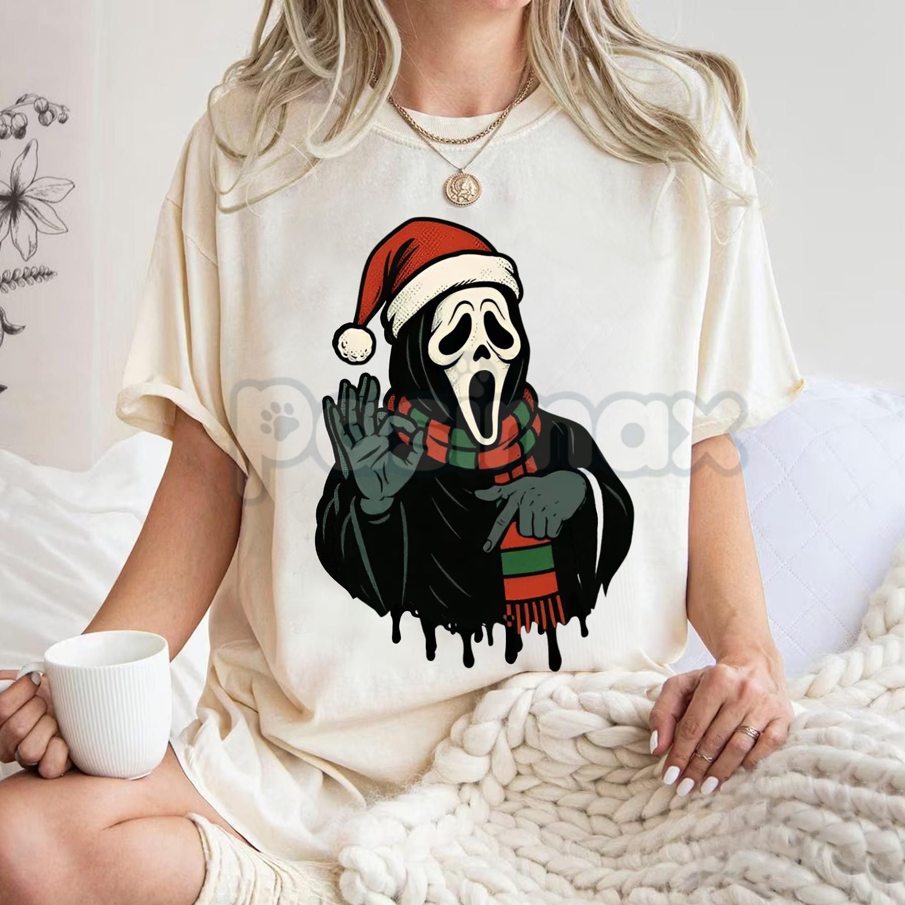 Pasimax Merry Creepmas "Six Seven" Hand Sign T-Shirt - Funny Christmas 6 7 Tee, Dark Humor Holiday Apparel — in-use photo