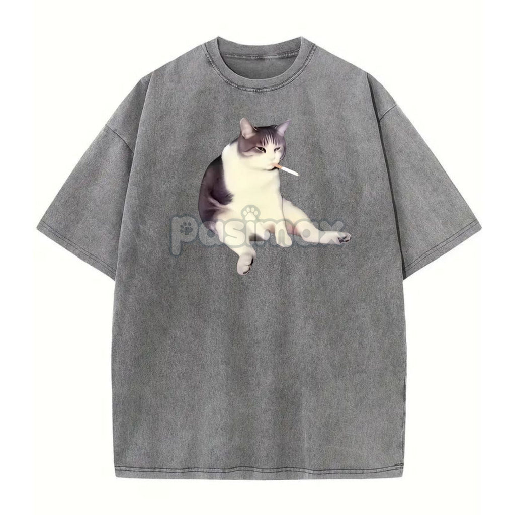 Pasimax 'Cat Smoke' Funny Animal Graphic Tee — in-use photo