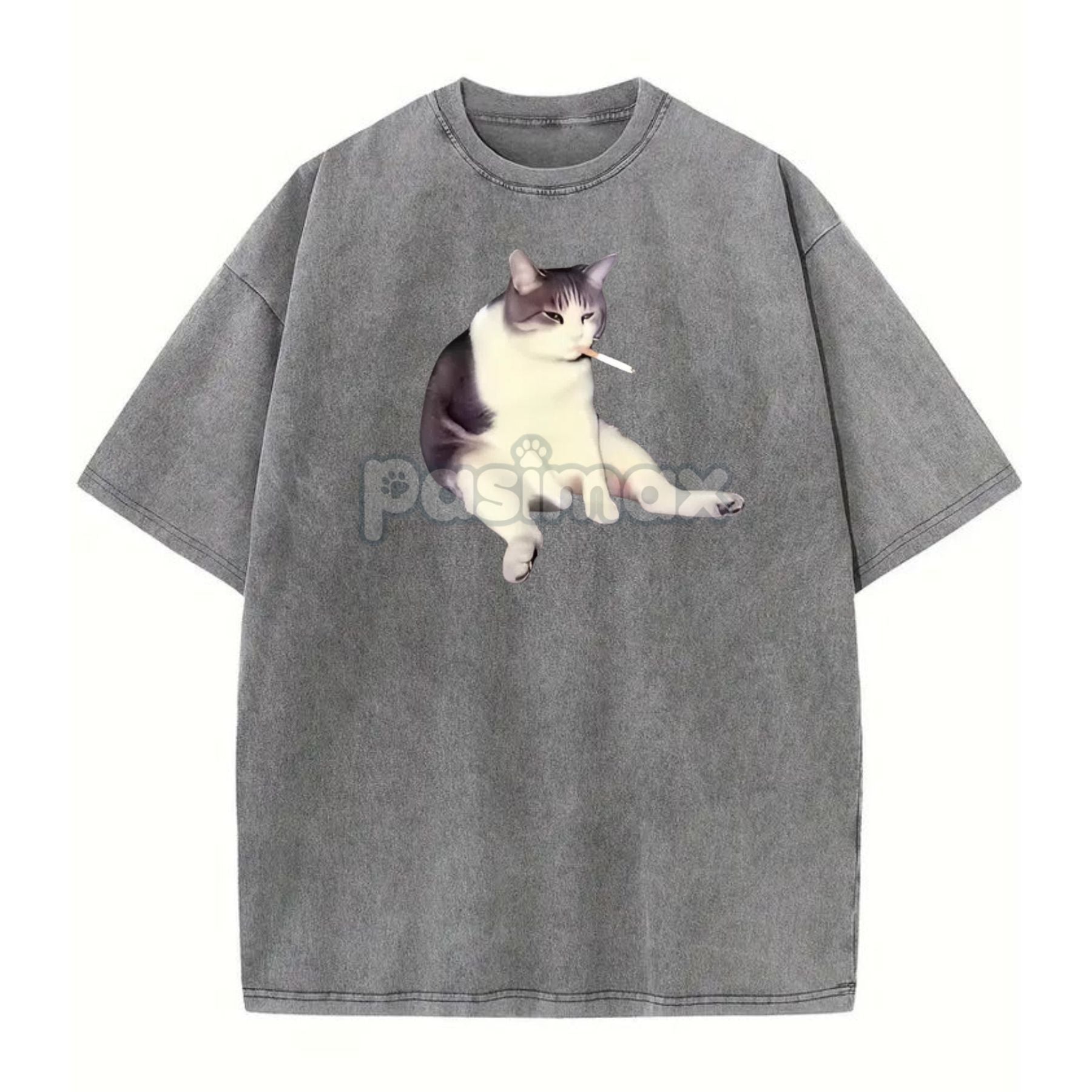 Pasimax 'Cat Smoke' Funny Animal Graphic Tee — in-use photo