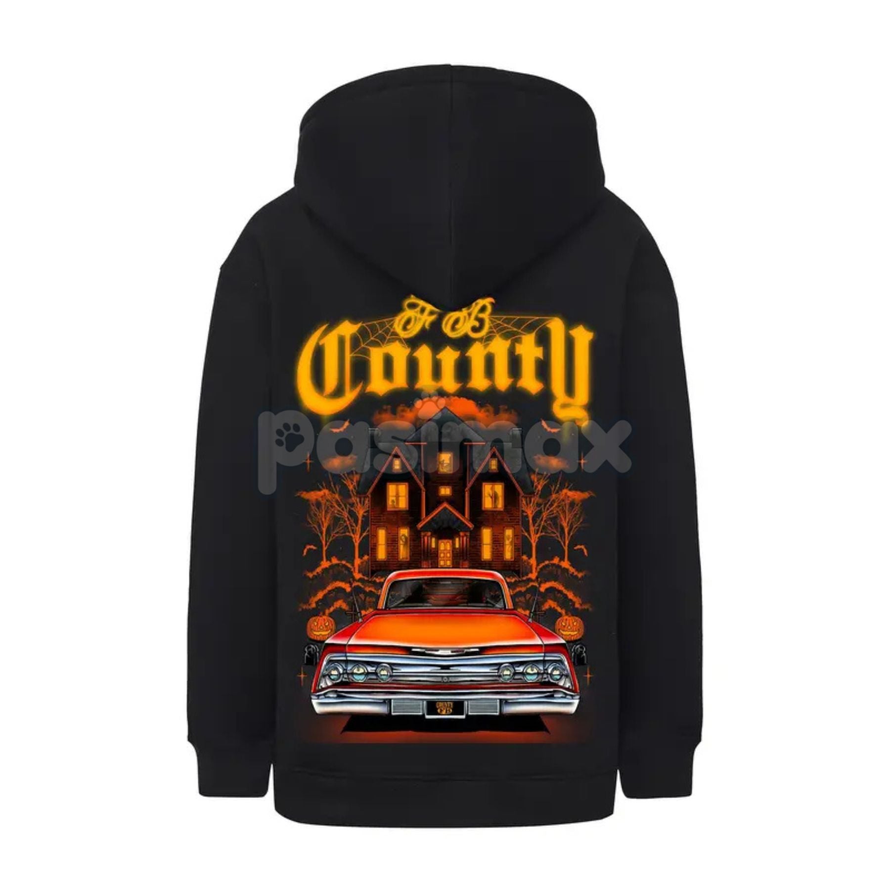 Pasimax FB County Heavyweight Oversized Halloween Graphic Hoodie — in-use photo