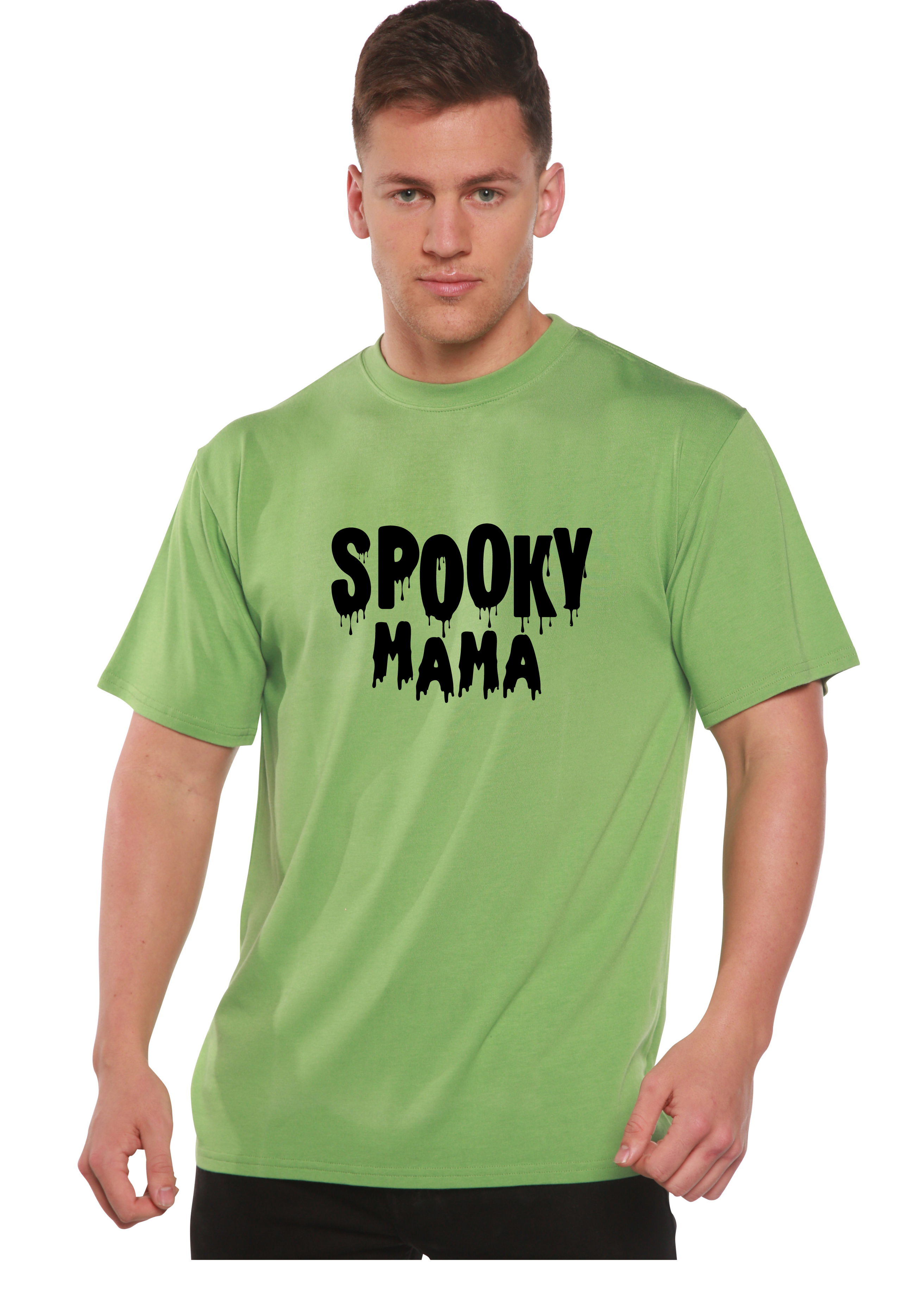 Spun Bamboo Spooky Mama Halloween Men's Bamboo Viscose/Organic Cotton Short Sleeve Graphic T-Shirt — in-use photo