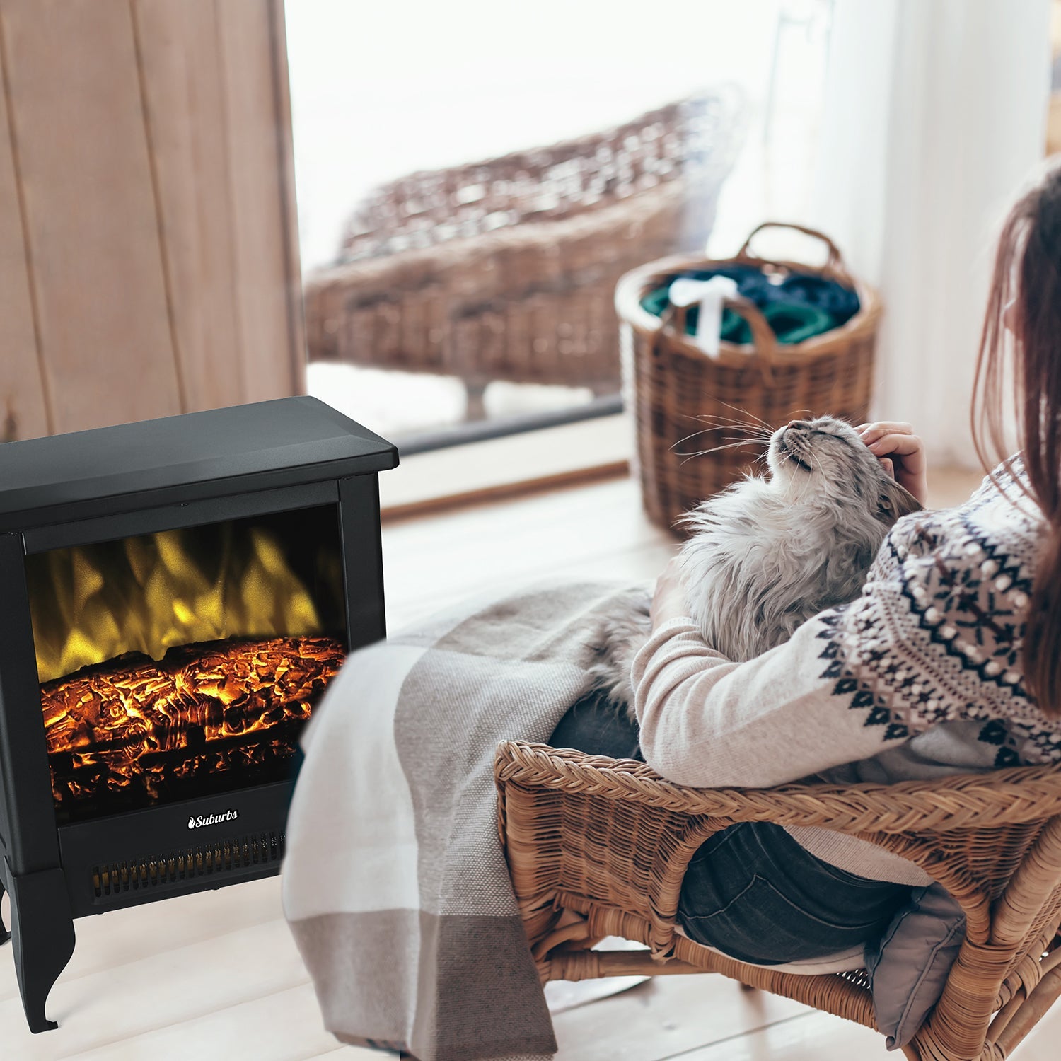 (Open Box) Suburbs TS17 Electric Fireplace Stove – TURBRO, view 9