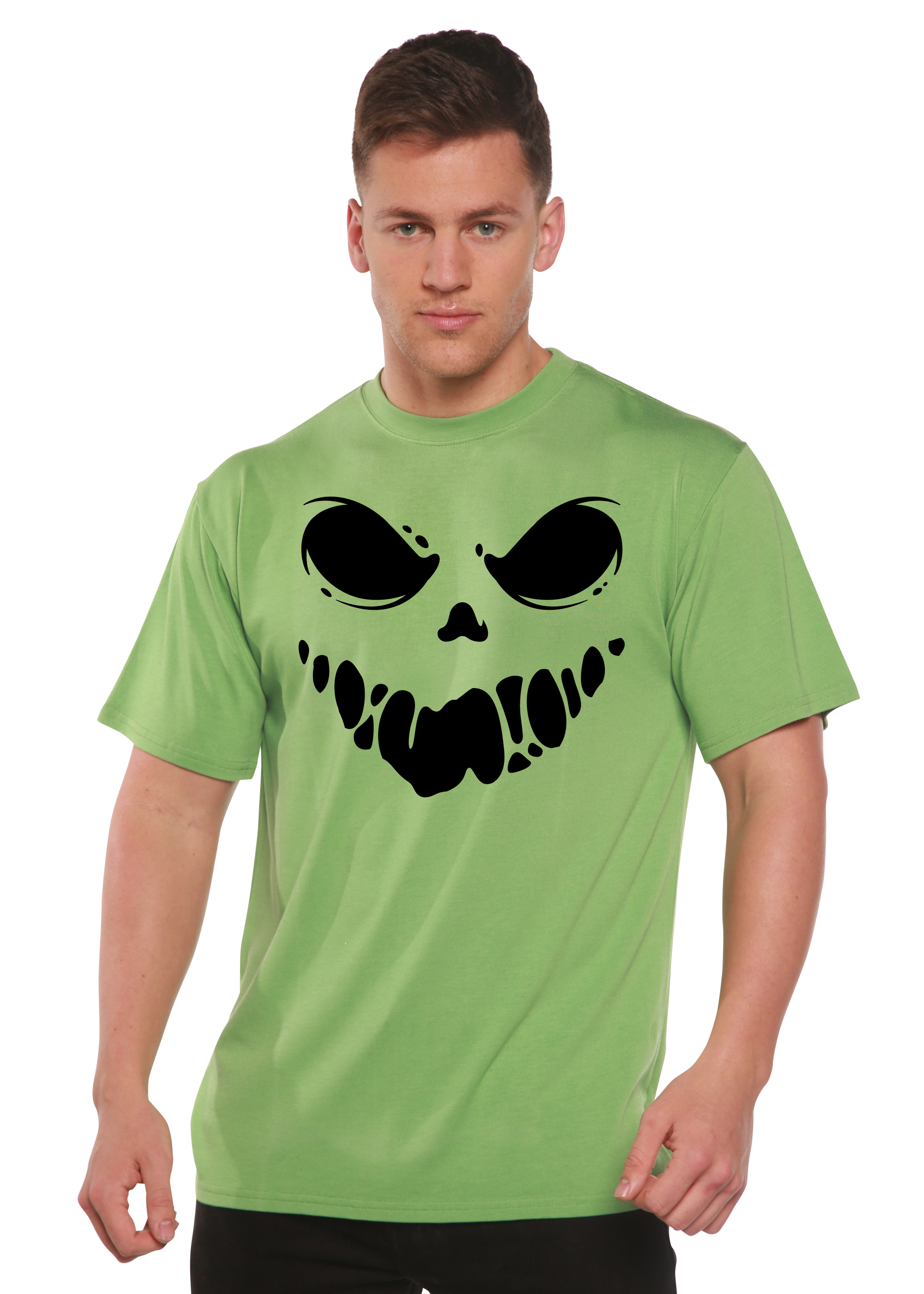 Spun Bamboo Halloween Boo Men's Bamboo Viscose/Organic Cotton Short Sleeve Graphic T-Shirt — size reference