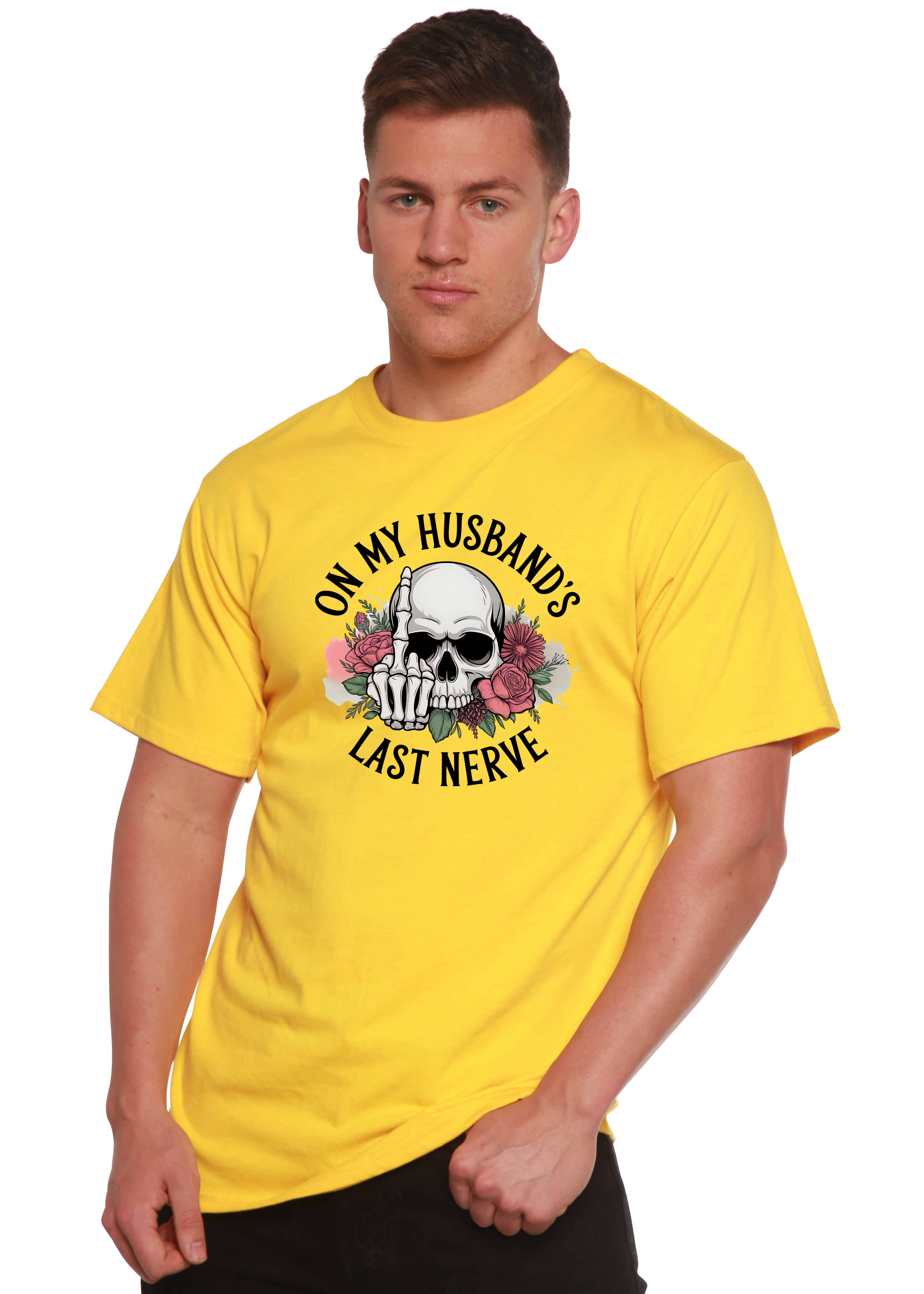Spun Bamboo On My Husbands Last Nerve Sublimation Unisex Bamboo/Cotton Graphic T-Shirt — alternative angle