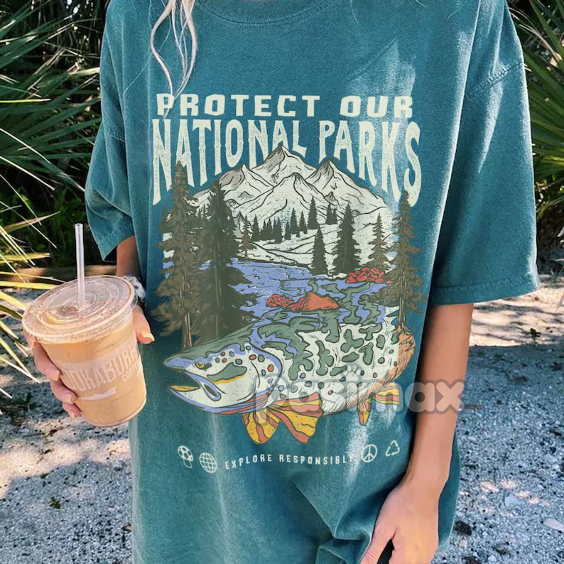 Pasimax 'Respect the Local Wildlife' Tee – National Parks Hiking Camping Clothes, Granola Girl Adventure Shirt, Wanderlust T-