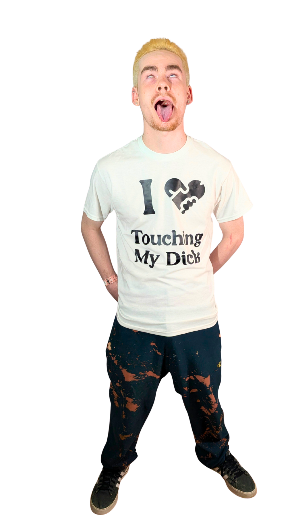 Hustle City Clothing I ♥ Touching My Dick Graphic T-Shirt — in-use photo