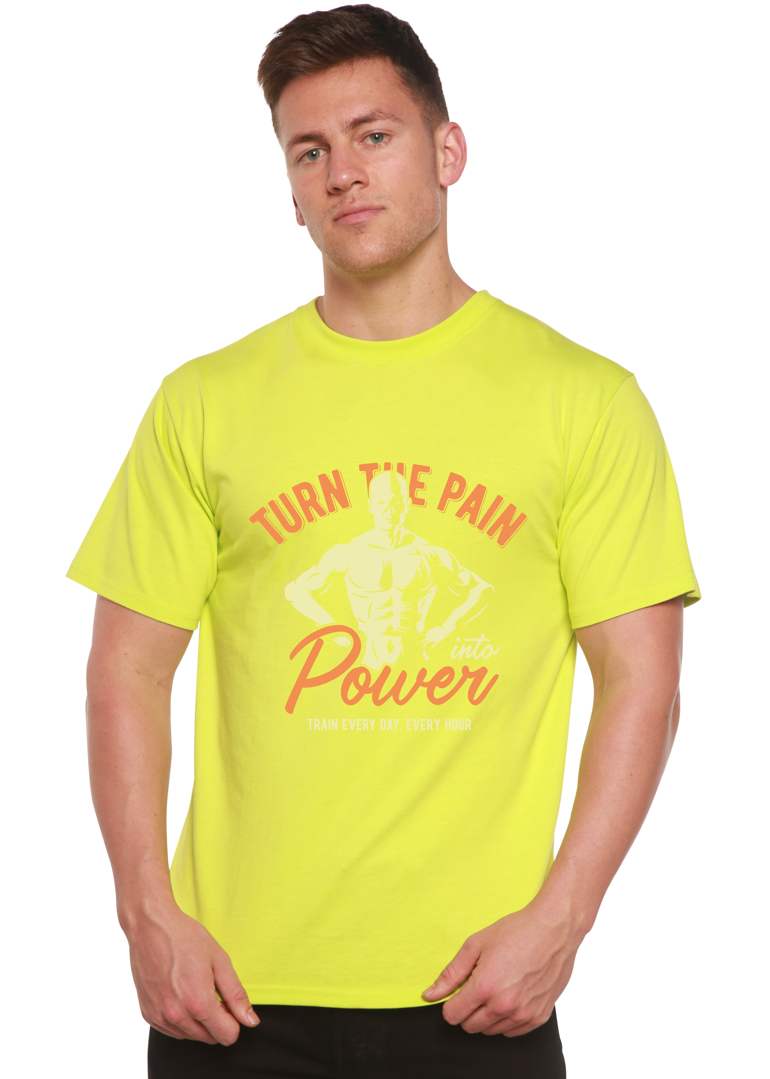 Spun Bamboo Turn The Pain Men's Bamboo Viscose/Organic Cotton Short Sleeve Graphic T-Shirt — in-use photo