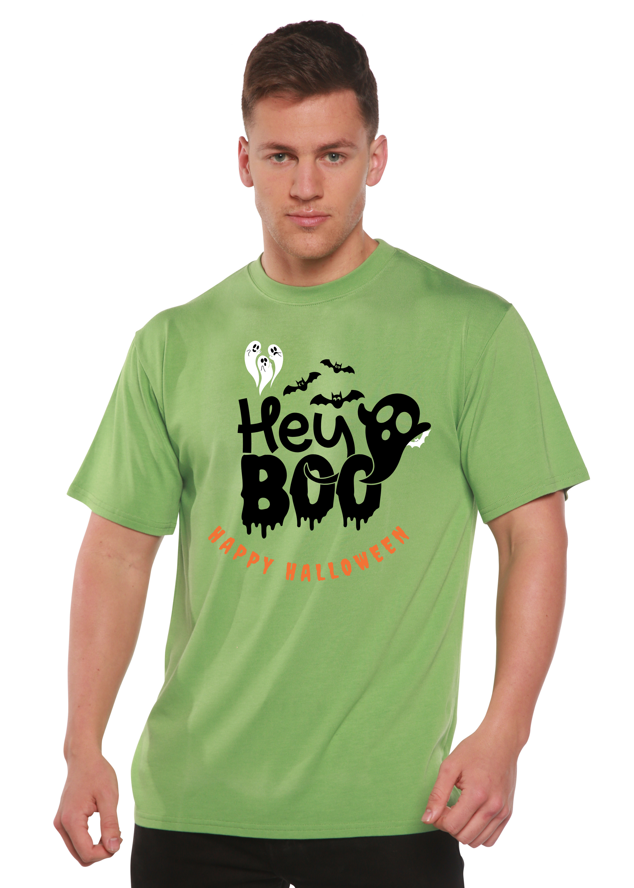 Spun Bamboo Hey Boo Men's Bamboo Viscose/Organic Cotton Short Sleeve Graphic T-Shirt — size reference