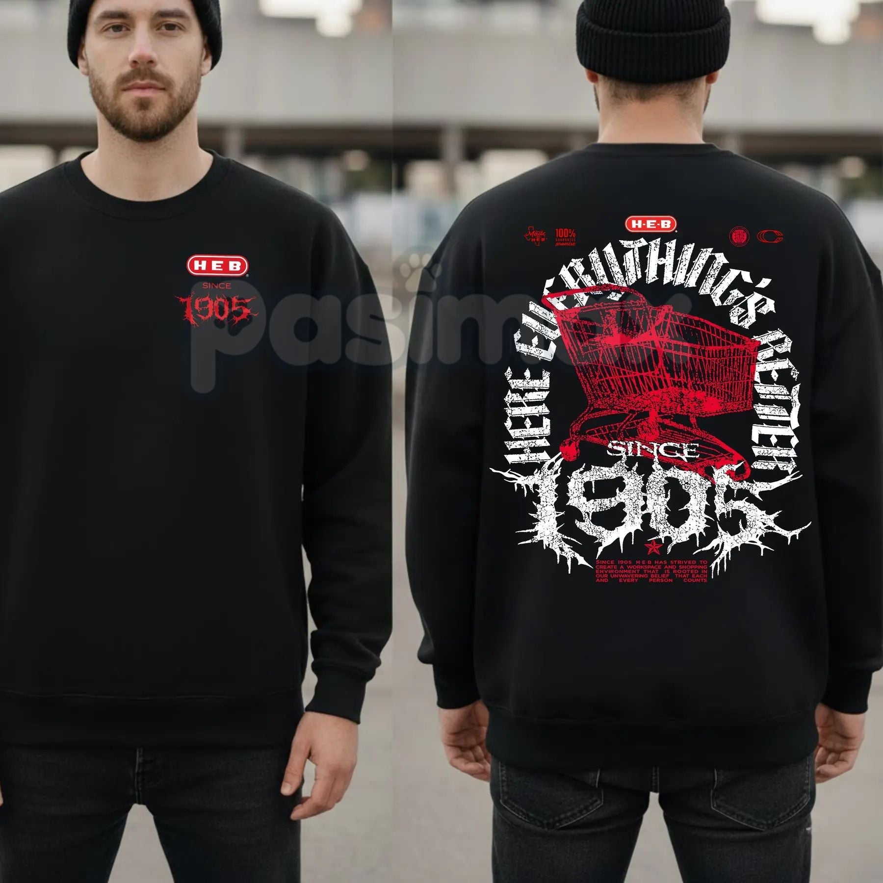 Pasimax Vintage Metal Rock Since 1905 T-Shirt - 2 Side Print Retro Graphic Tee, Classic Rock History Humor Apparel, Unisex Me
