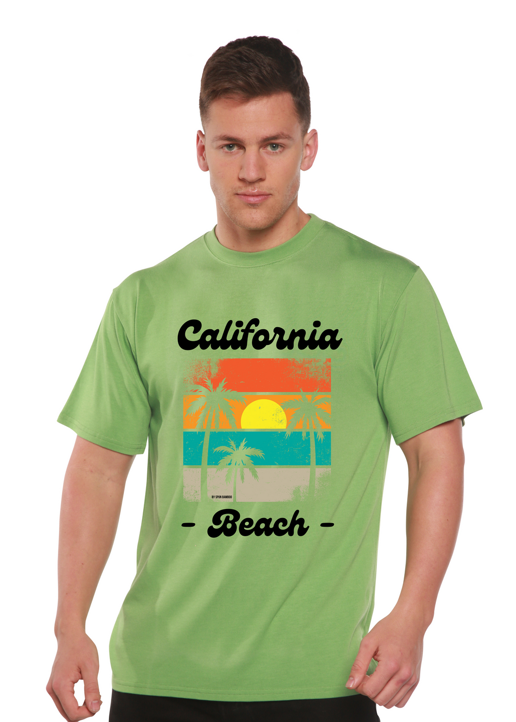Spun Bamboo California Beach Unisex Bamboo Viscose/Organic Cotton Short Sleeve Graphic T-Shirt — fabric or material detail