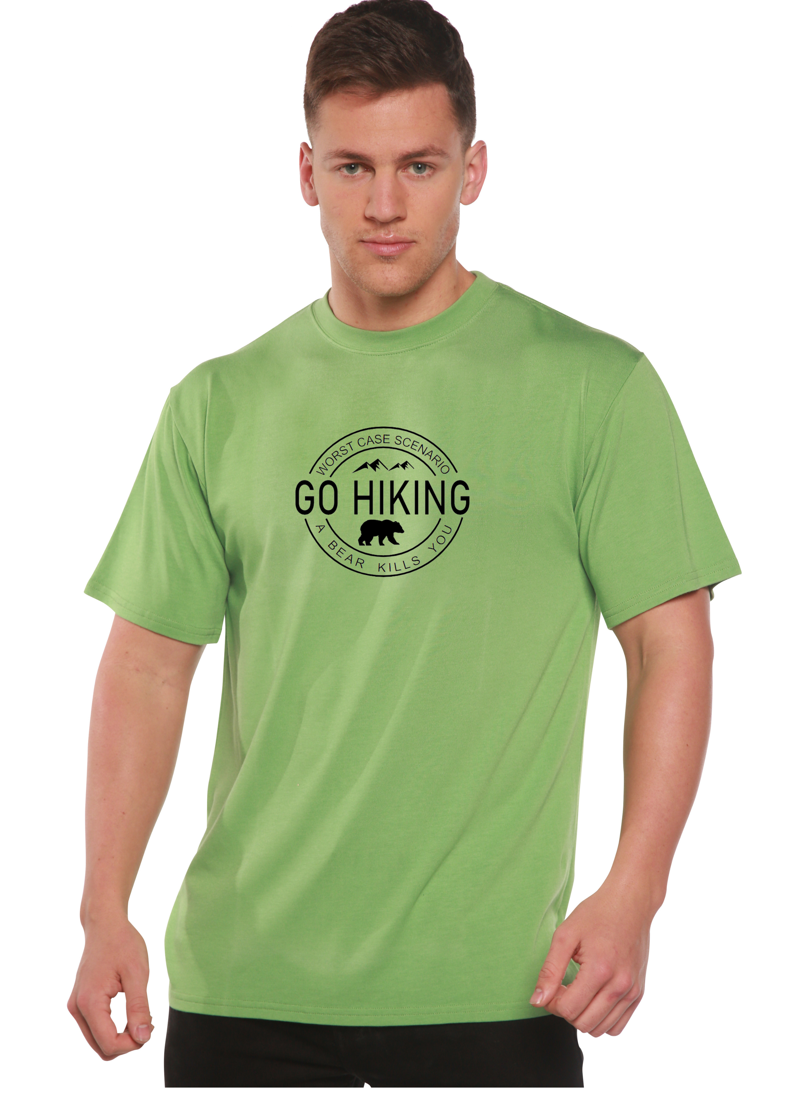 Spun Bamboo Go Hiking Men's Bamboo Viscose/Organic Cotton Short Sleeve Graphic T-Shirt — in-use photo