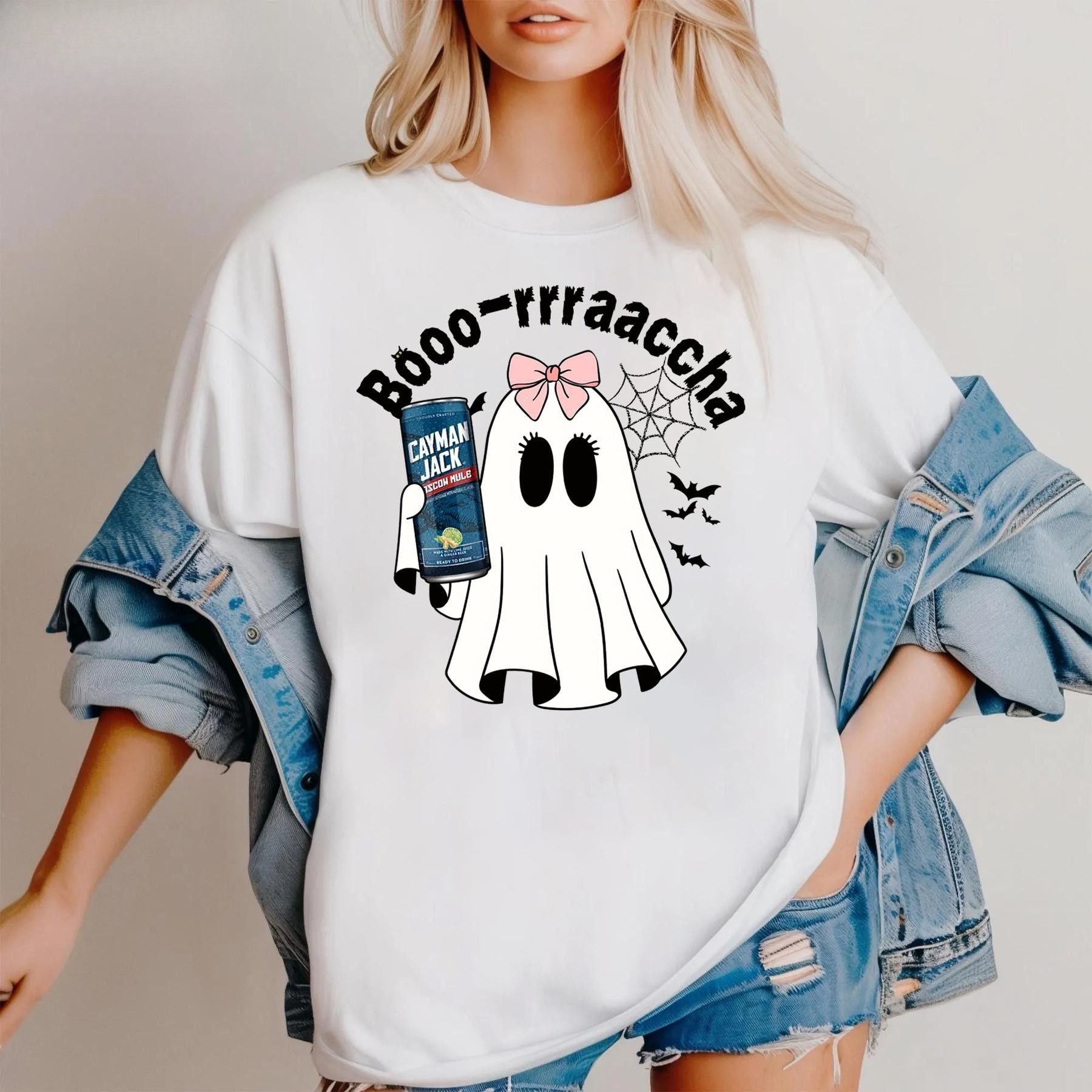 Pasimax Cute Ghost "Boo" Halloween T-Shirt — in-use photo