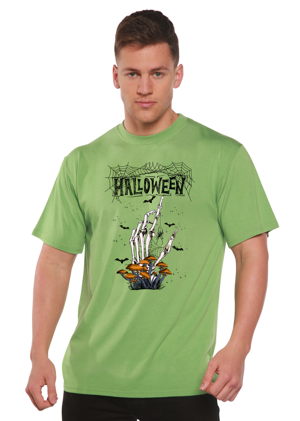 Spun Bamboo Halloween Men's Bamboo Viscose/Organic Cotton Short Sleeve Graphic T-Shirt — size reference