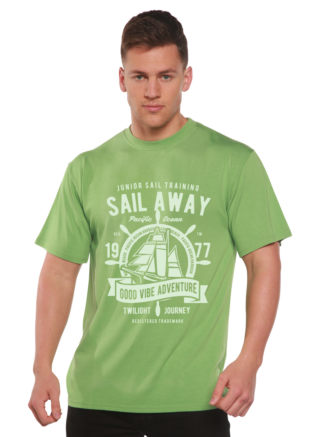 Spun Bamboo Sail Away Spun Bamboo® Men's Bamboo Viscose/Organic Cotton Short Sleeve Graphic T-Shirt — in-use photo