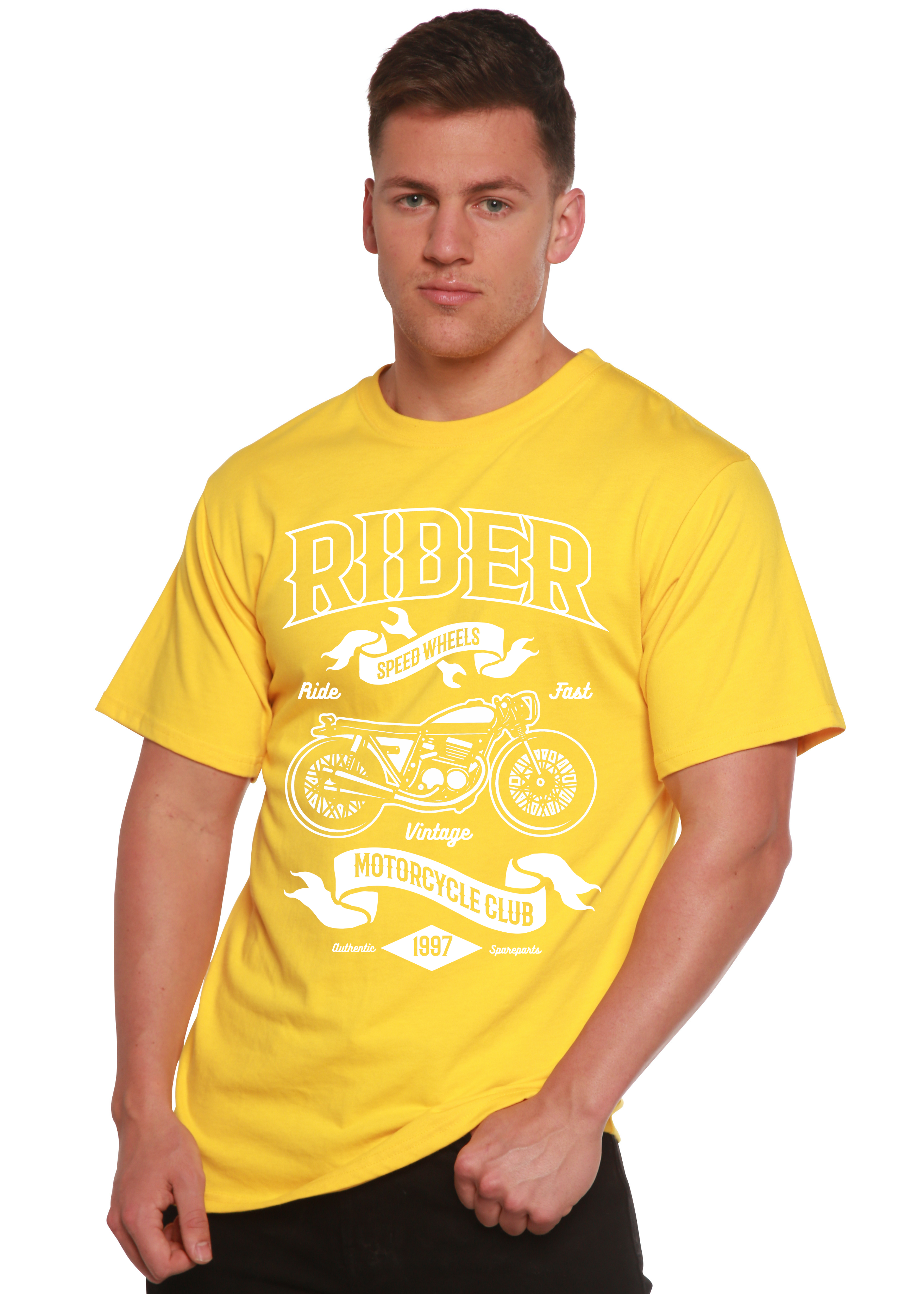 Spun Bamboo Rider Spun Bamboo® Men's Bamboo Viscose/Organic Cotton Short Sleeve Graphic T-Shirt — in-use photo
