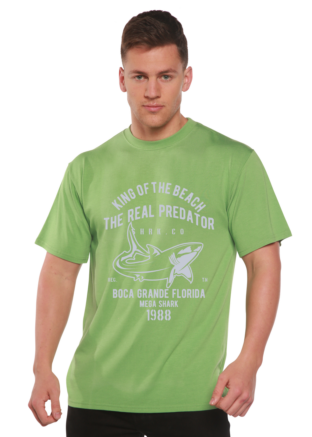 Spun Bamboo Shark Real Spun Bamboo® Men's Bamboo Viscose/Organic Cotton Short Sleeve Graphic T-Shirt — in-use photo