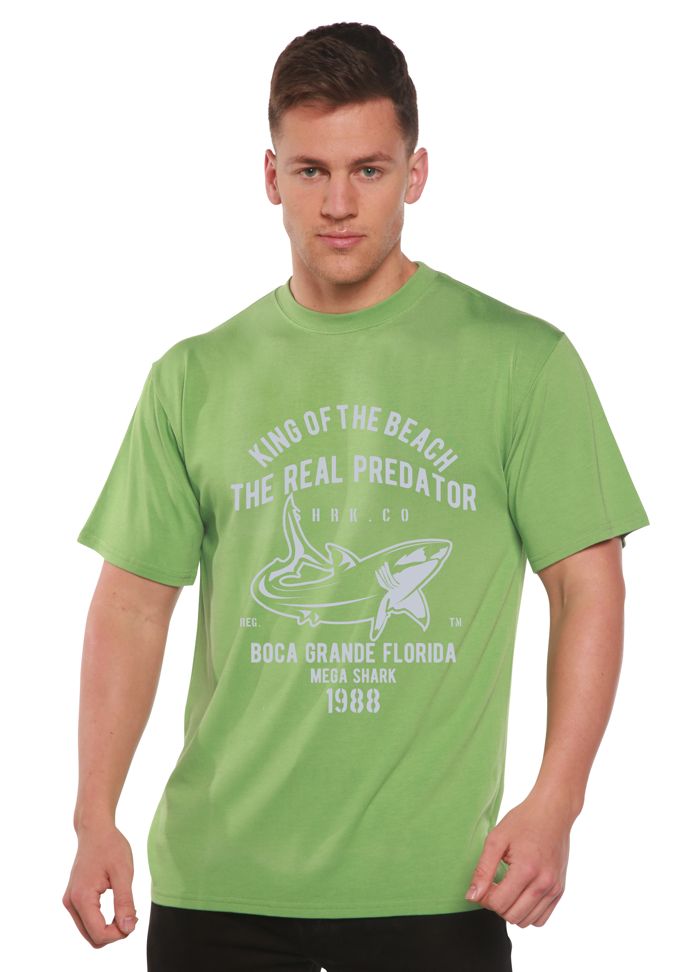 Spun Bamboo Shark Real Spun Bamboo® Men's Bamboo Viscose/Organic Cotton Short Sleeve Graphic T-Shirt — in-use photo