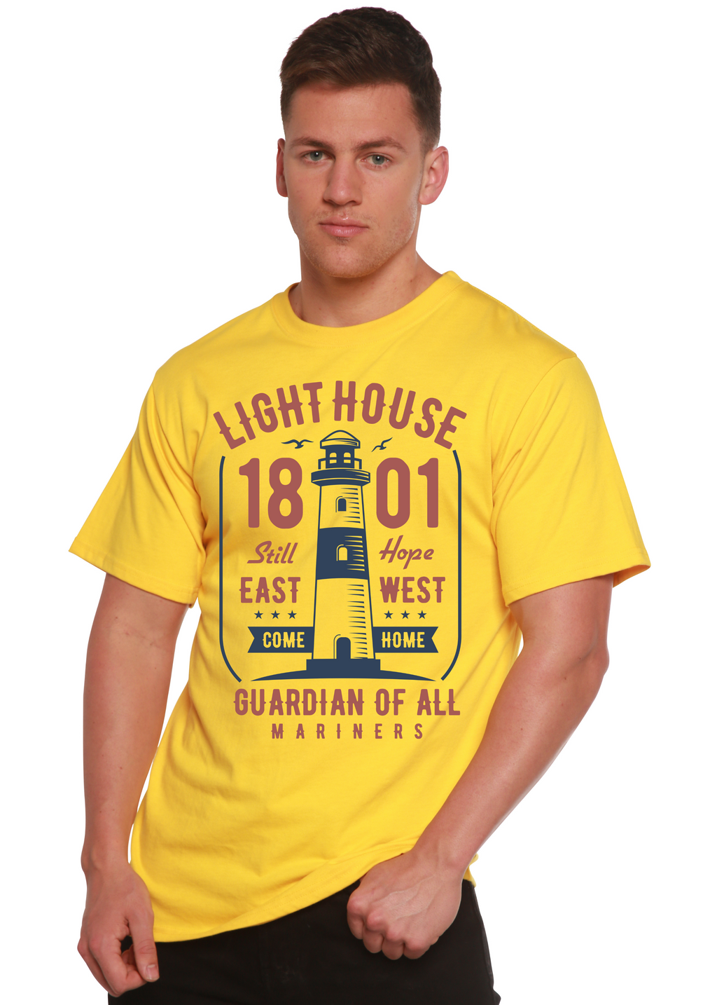 Spun Bamboo Light House Men's Bamboo Viscose/Organic Cotton Short Sleeve Graphic T-Shirt — alternative angle