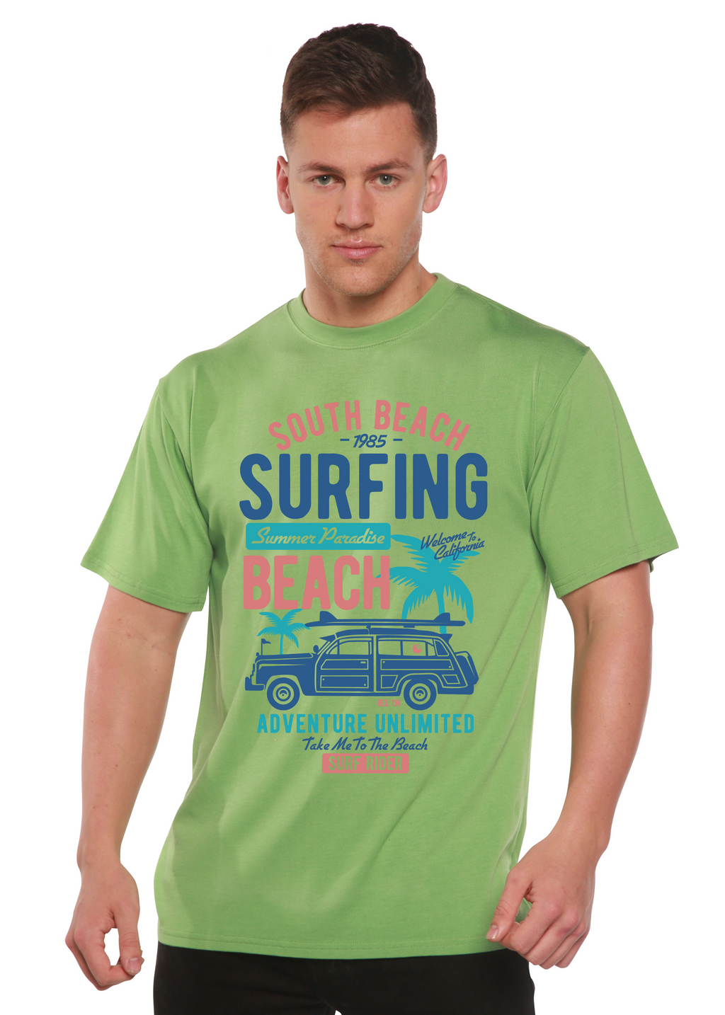 Spun Bamboo South Beach Spun Bamboo® Men's Bamboo Viscose/Organic Cotton Short Sleeve Graphic T-Shirt — detail close-up