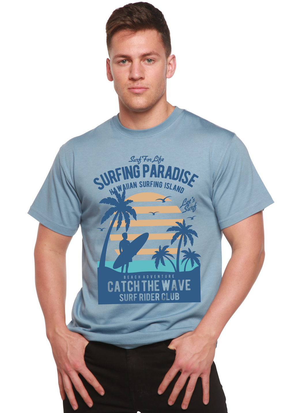 Spun Bamboo Surfing Paradis Spun Bamboo® Men's Bamboo Viscose/Organic Cotton Short Sleeve Graphic T-Shirt — color detail