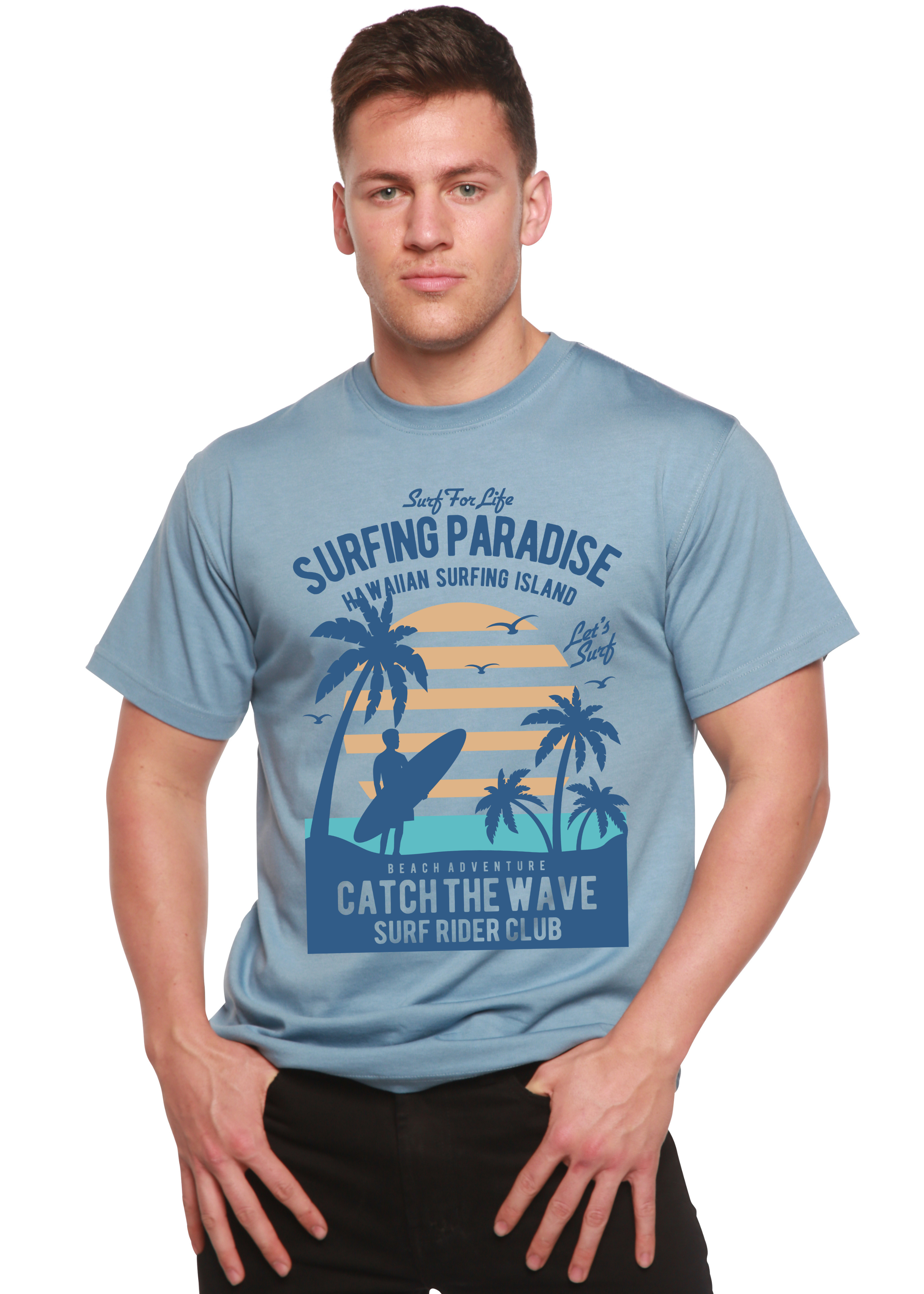 Spun Bamboo Surfing Paradis Spun Bamboo® Men's Bamboo Viscose/Organic Cotton Short Sleeve Graphic T-Shirt — color detail