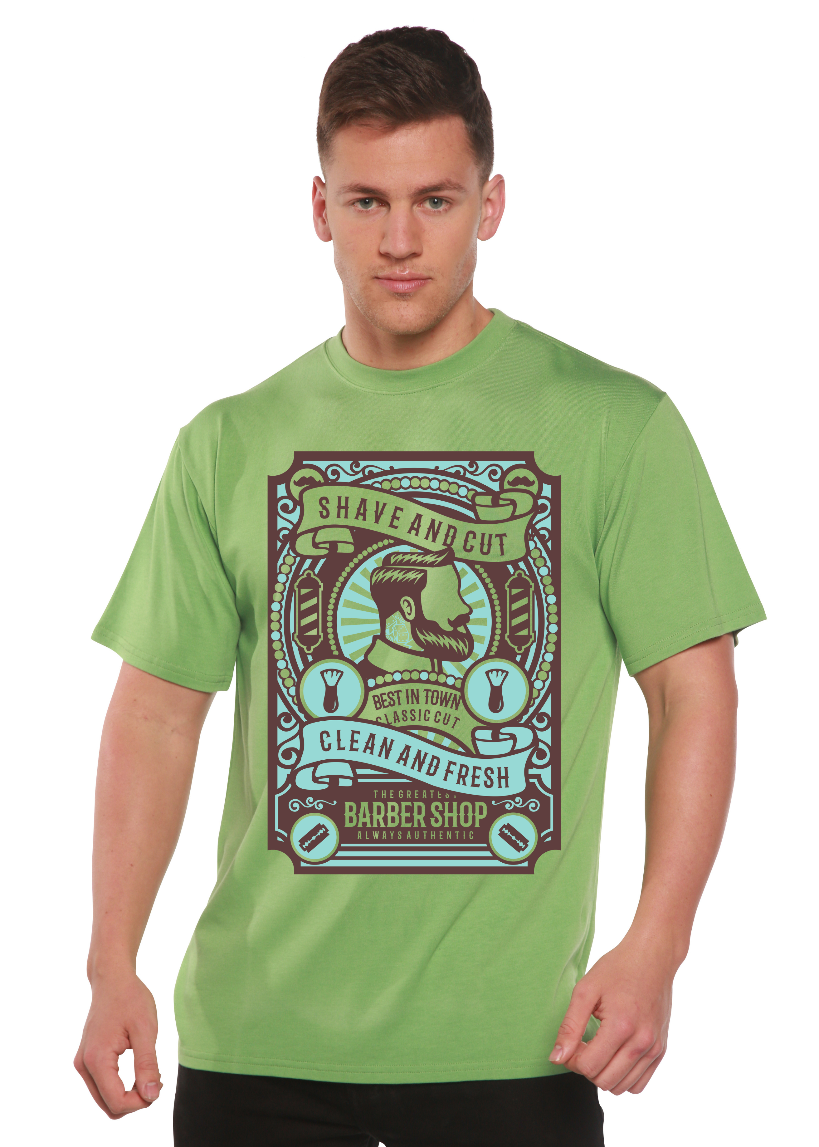 Spun Bamboo Shave and Cut Spun Bamboo® Men's Bamboo Viscose/Organic Cotton Short Sleeve Graphic T-Shirt — in-use photo